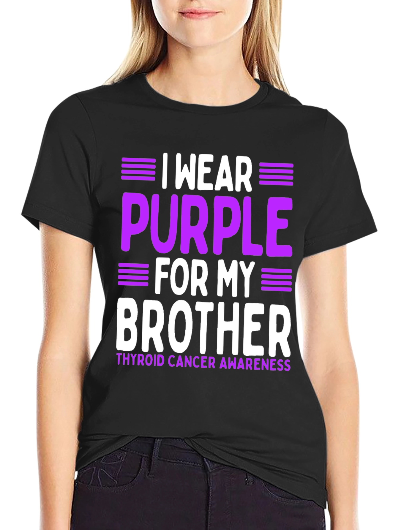 Purple Thyroid Cancer Awareness Brother T-Shirt