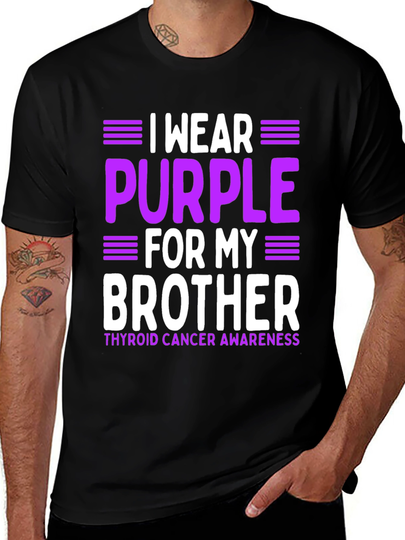 Purple Thyroid Cancer Awareness Brother T-Shirt