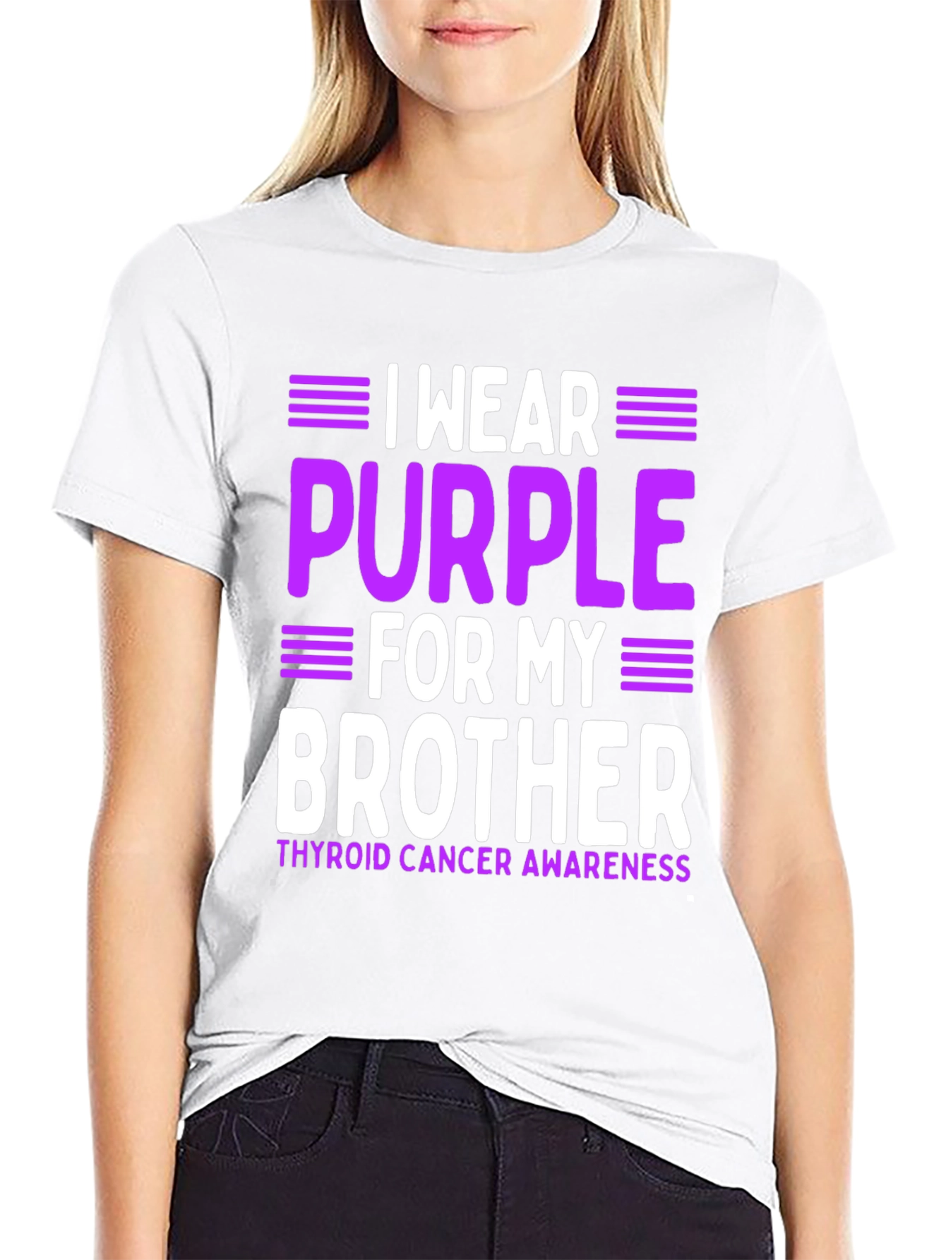 Purple Thyroid Cancer Awareness Brother T-Shirt