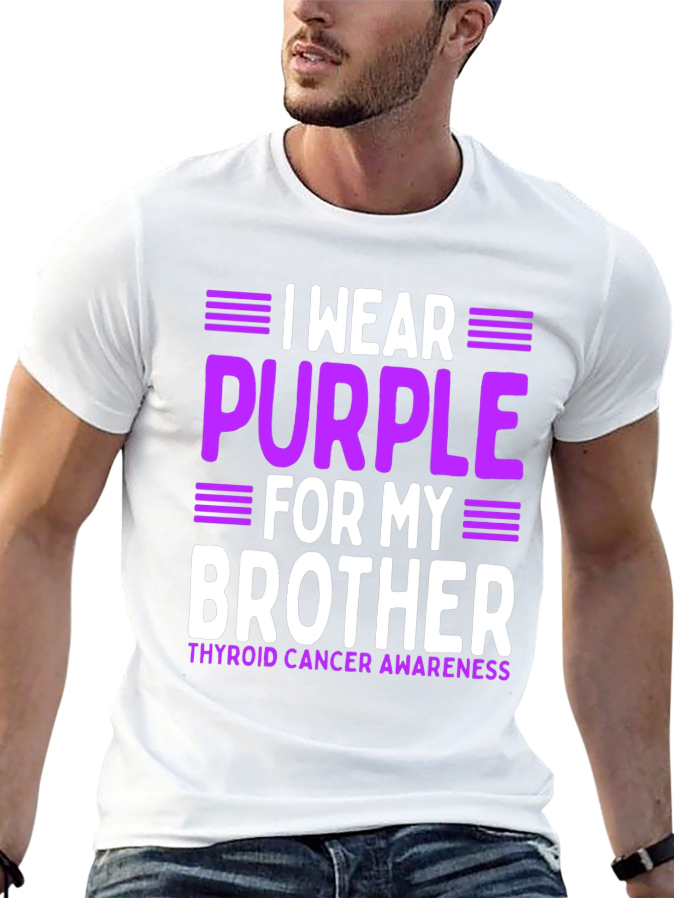 Purple Thyroid Cancer Awareness Brother T-Shirt