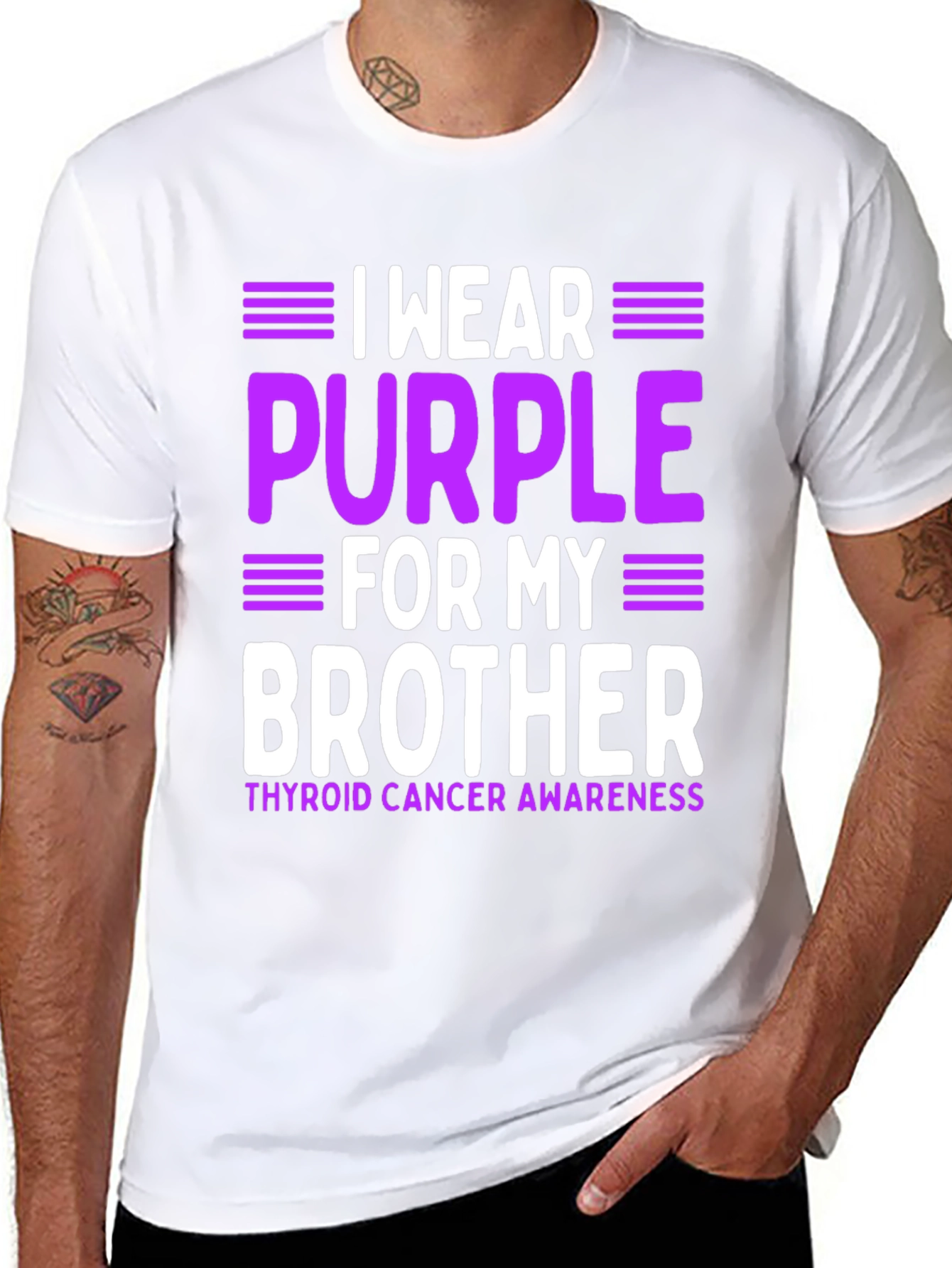 Purple Thyroid Cancer Awareness Brother T-Shirt