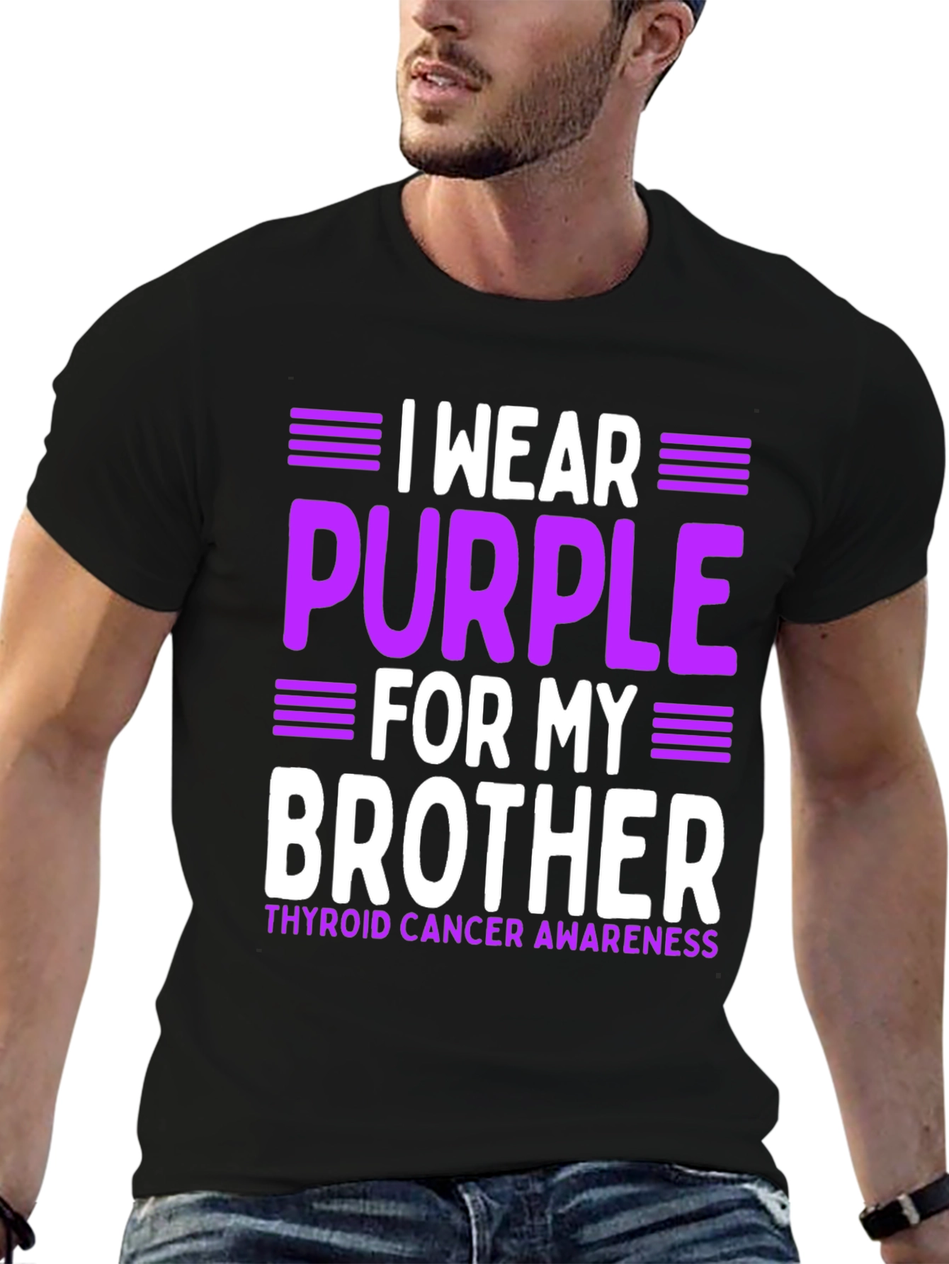 Purple Thyroid Cancer Awareness Brother T-Shirt