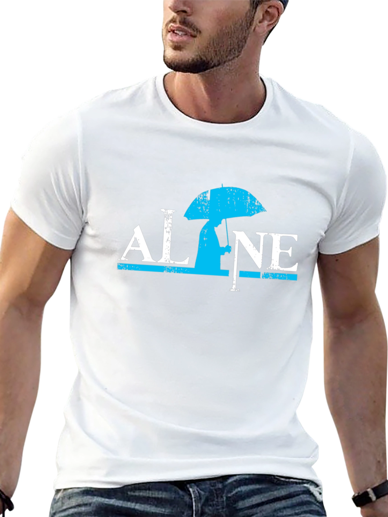 Alone Graphic Print Black T-Shirt