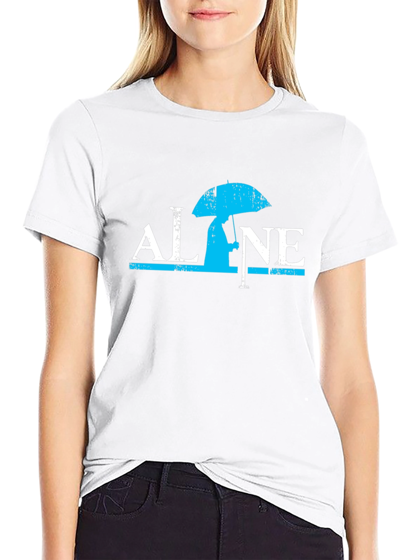 Alone Graphic Print Black T-Shirt