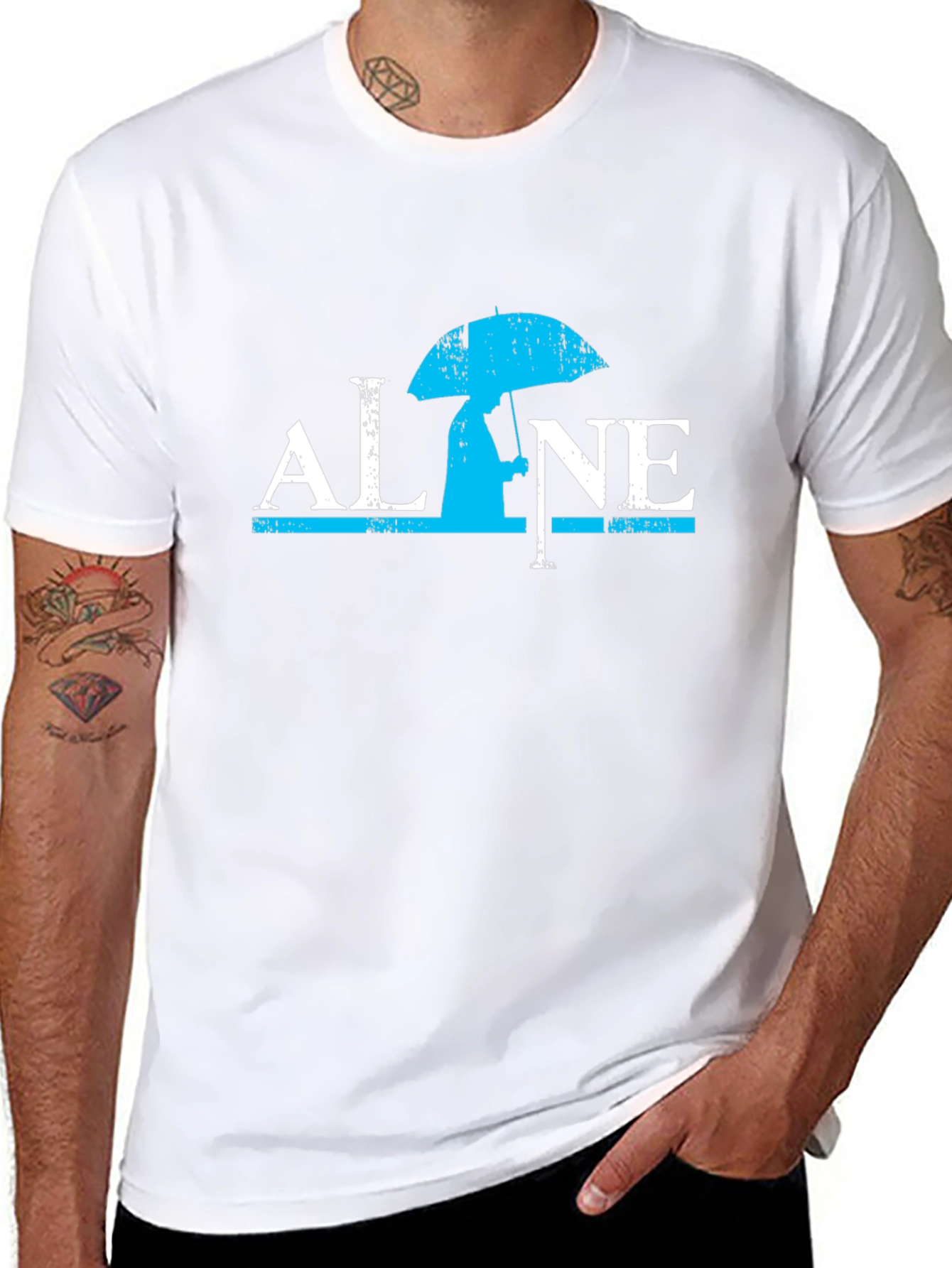 Alone Graphic Print Black T-Shirt