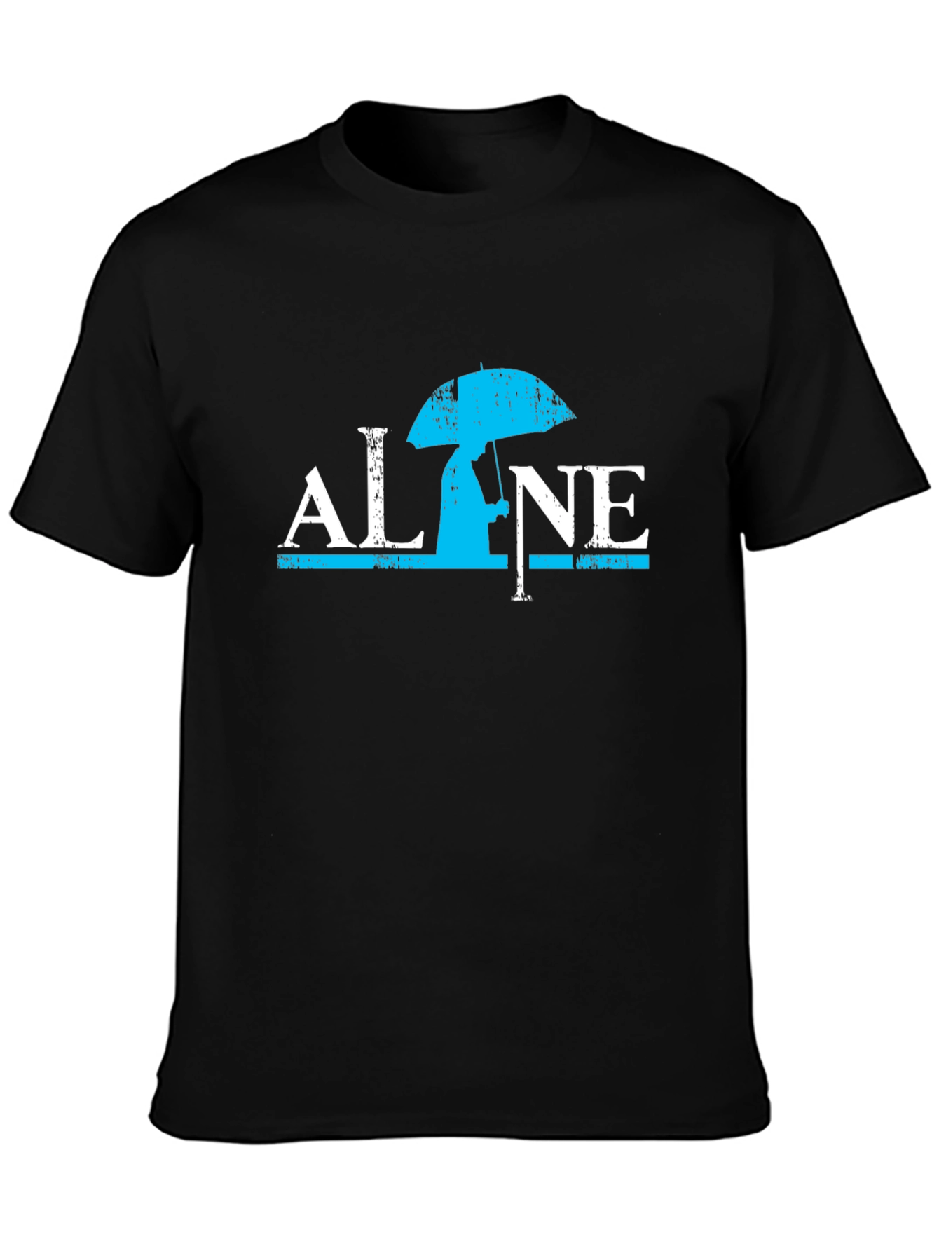 Alone Graphic Print Black T-Shirt
