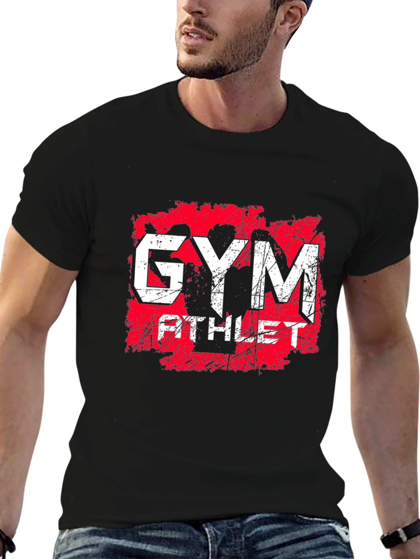 Gym Athlete Graphic Tee - Black