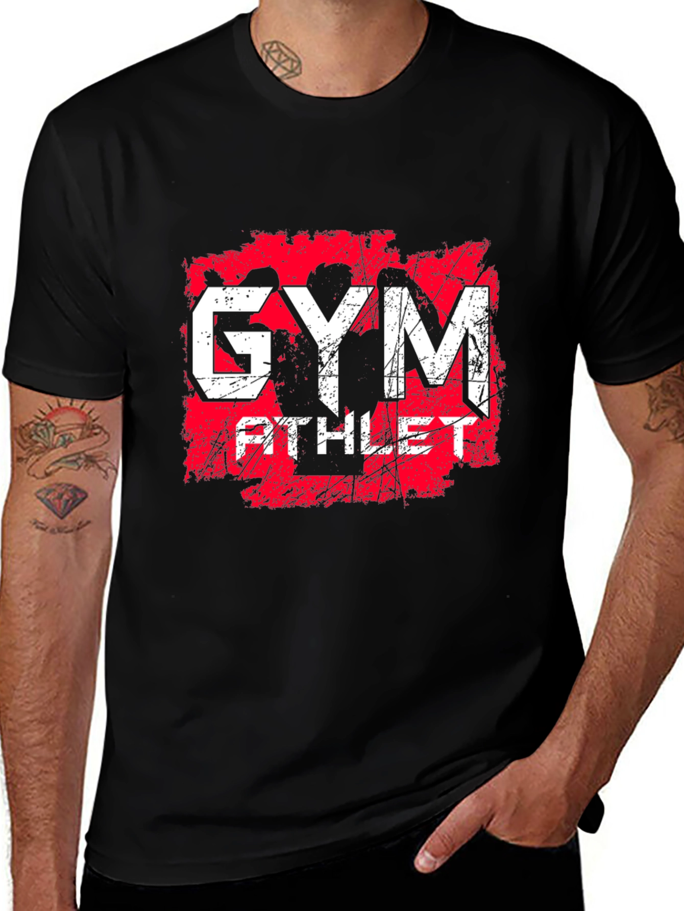 Gym Athlete Graphic Tee - Black