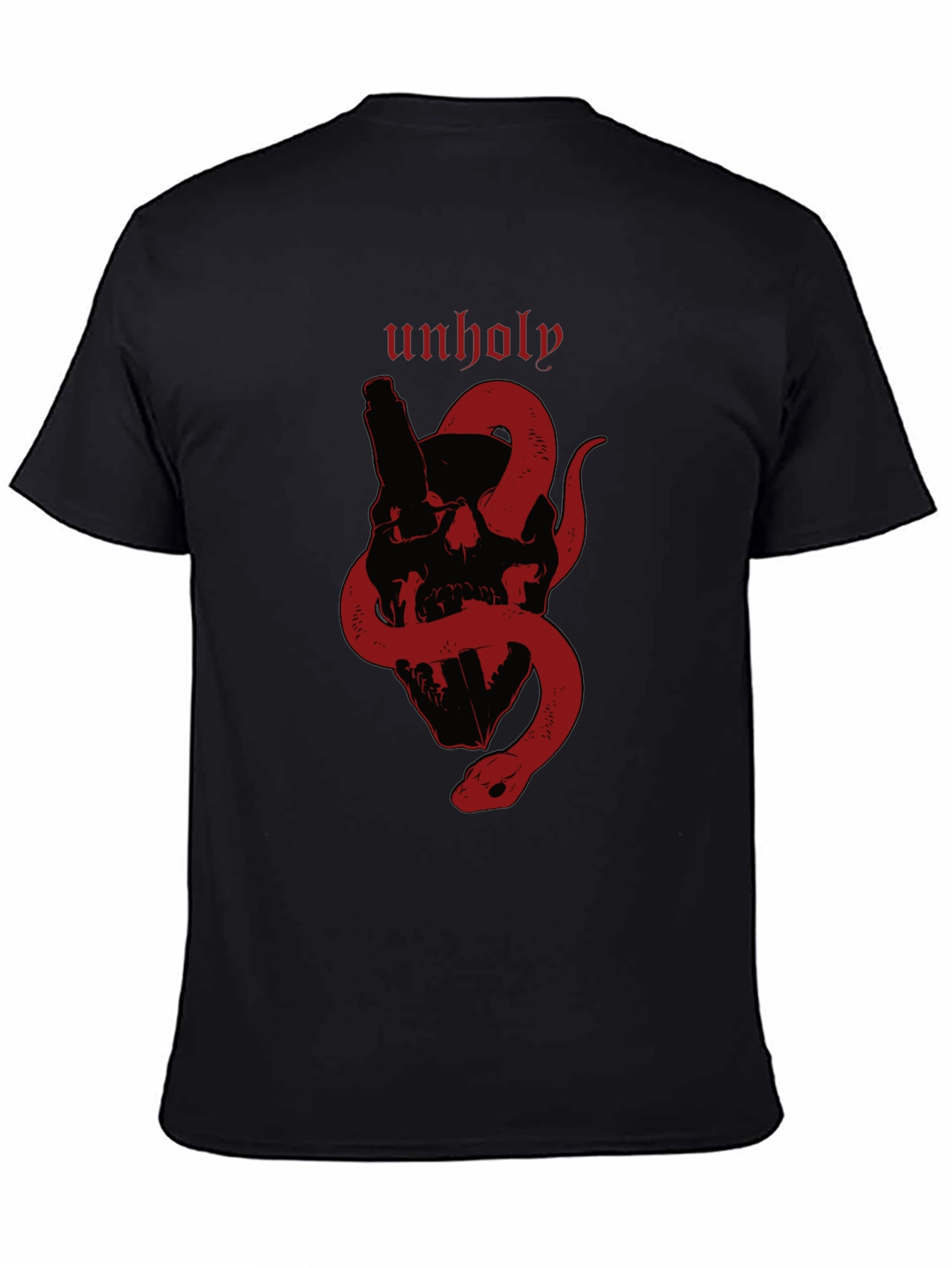 Unholy Skull & Snake Graphic Tee - Black