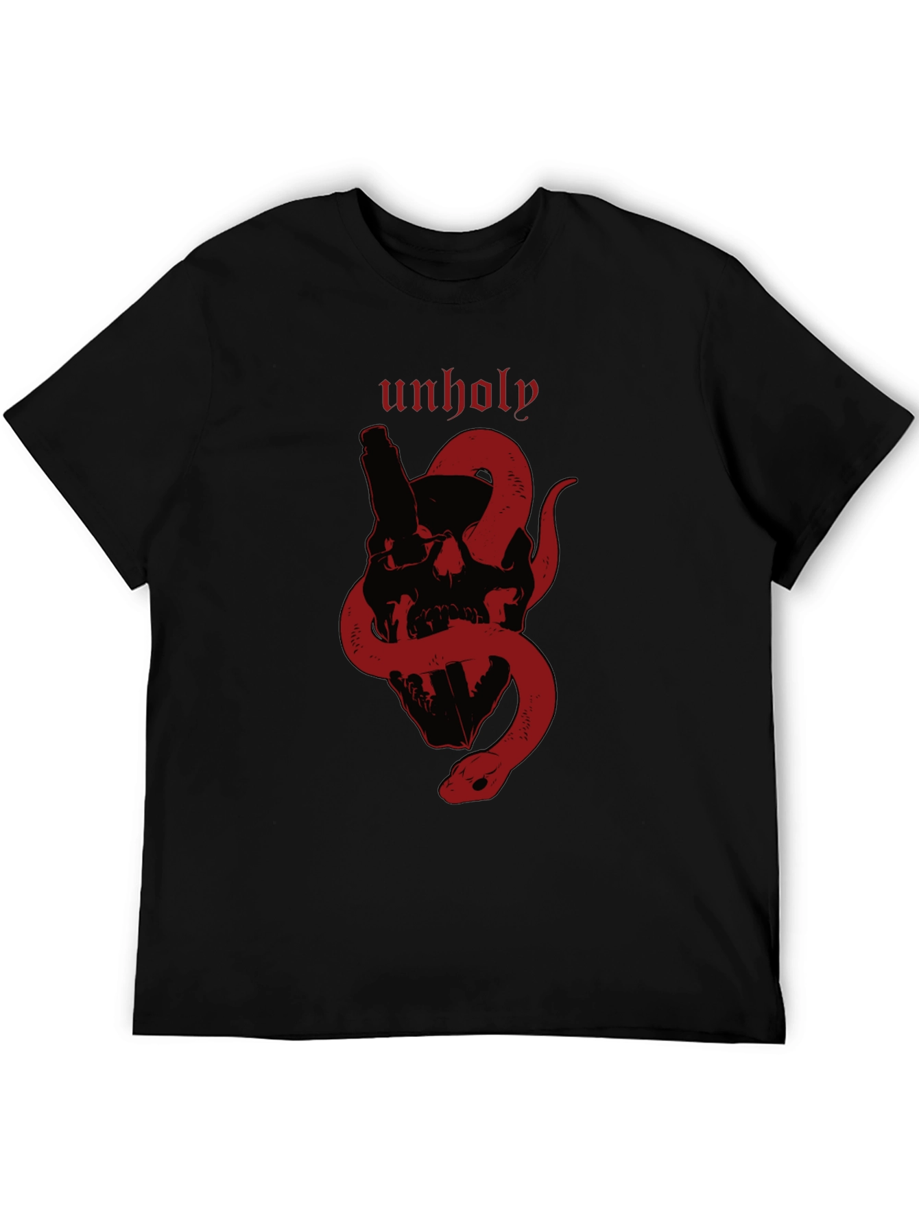 Unholy Skull & Snake Graphic Tee - Black