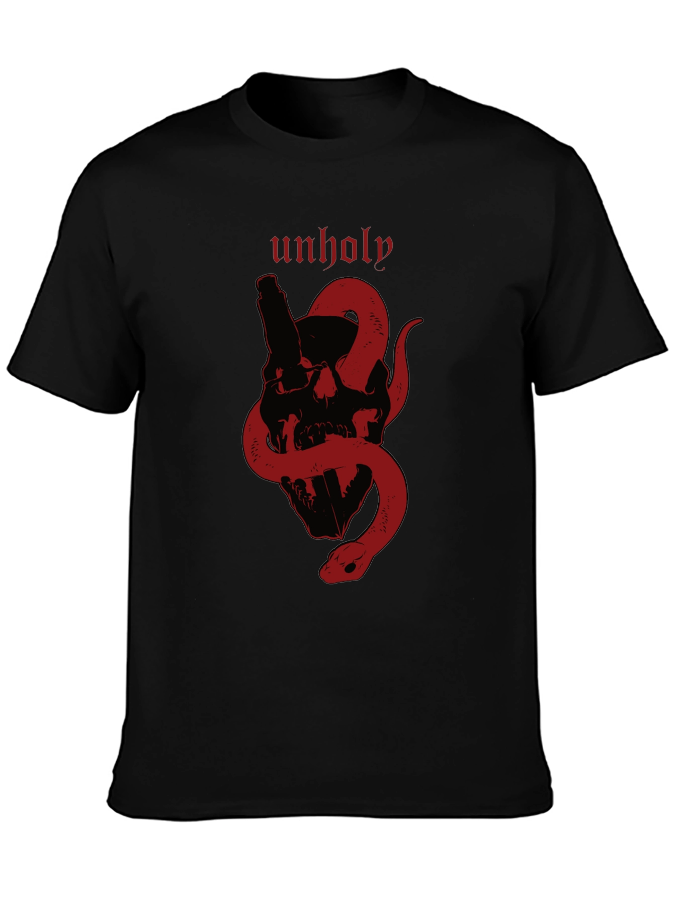 Unholy Skull & Snake Graphic Tee - Black