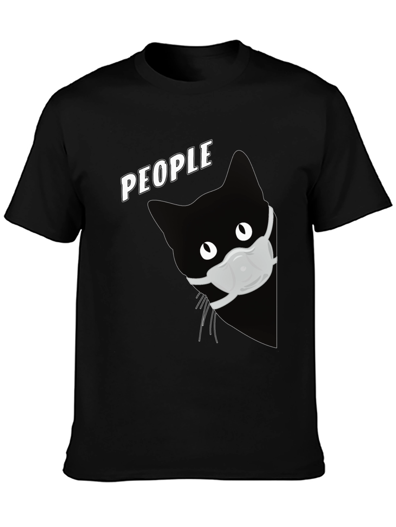 Cat with Mask Graphic T-Shirt - People