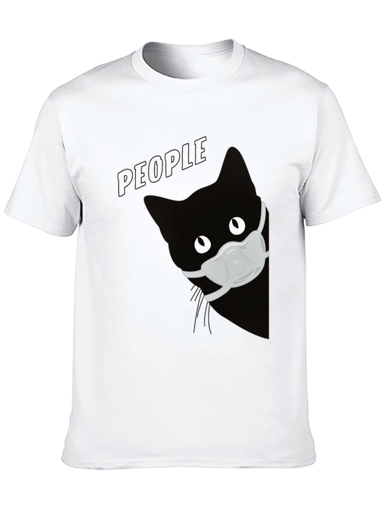 Cat with Mask Graphic T-Shirt - People