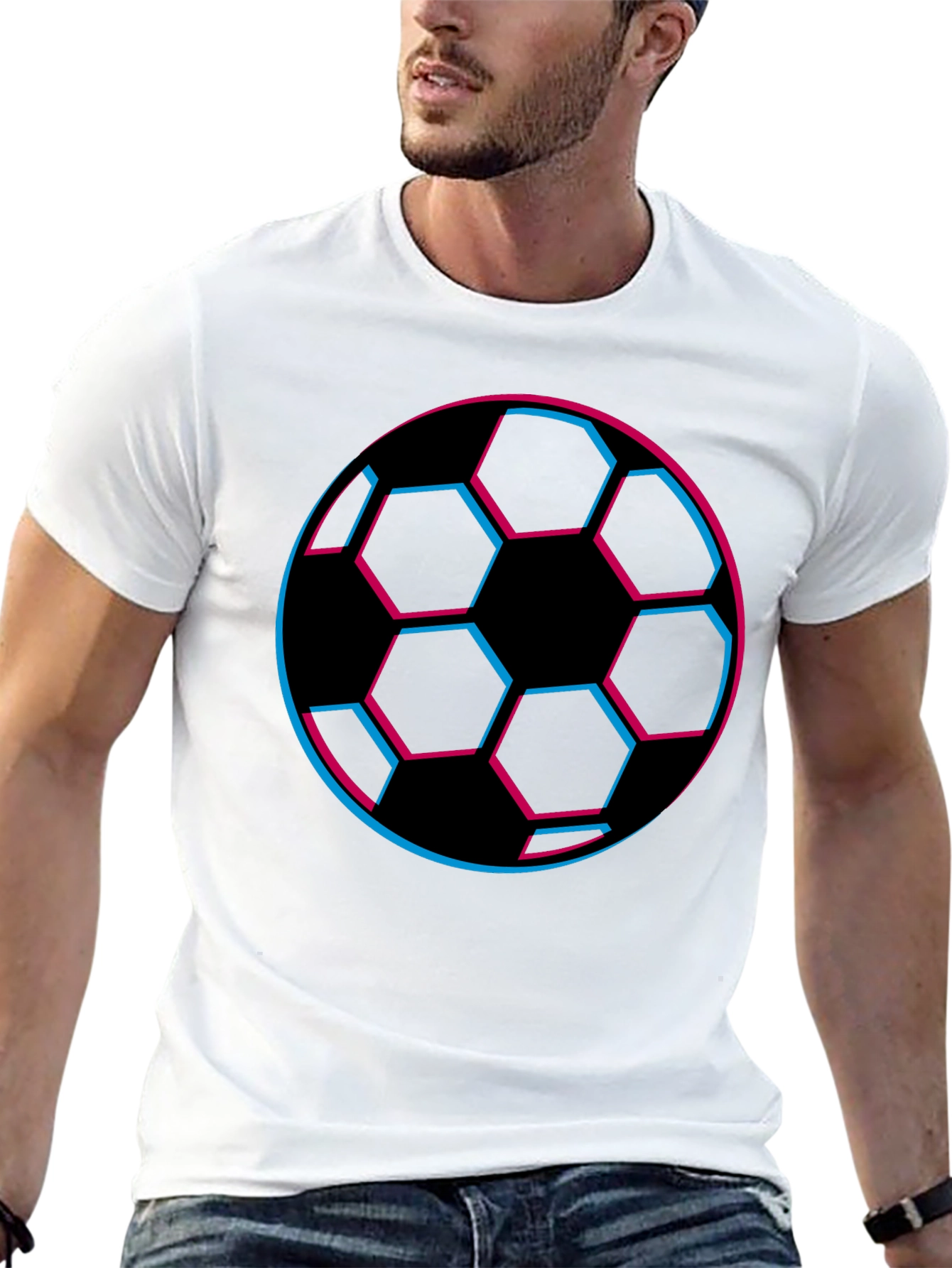 Futuristic Soccer Ball Graphic Tee - Black