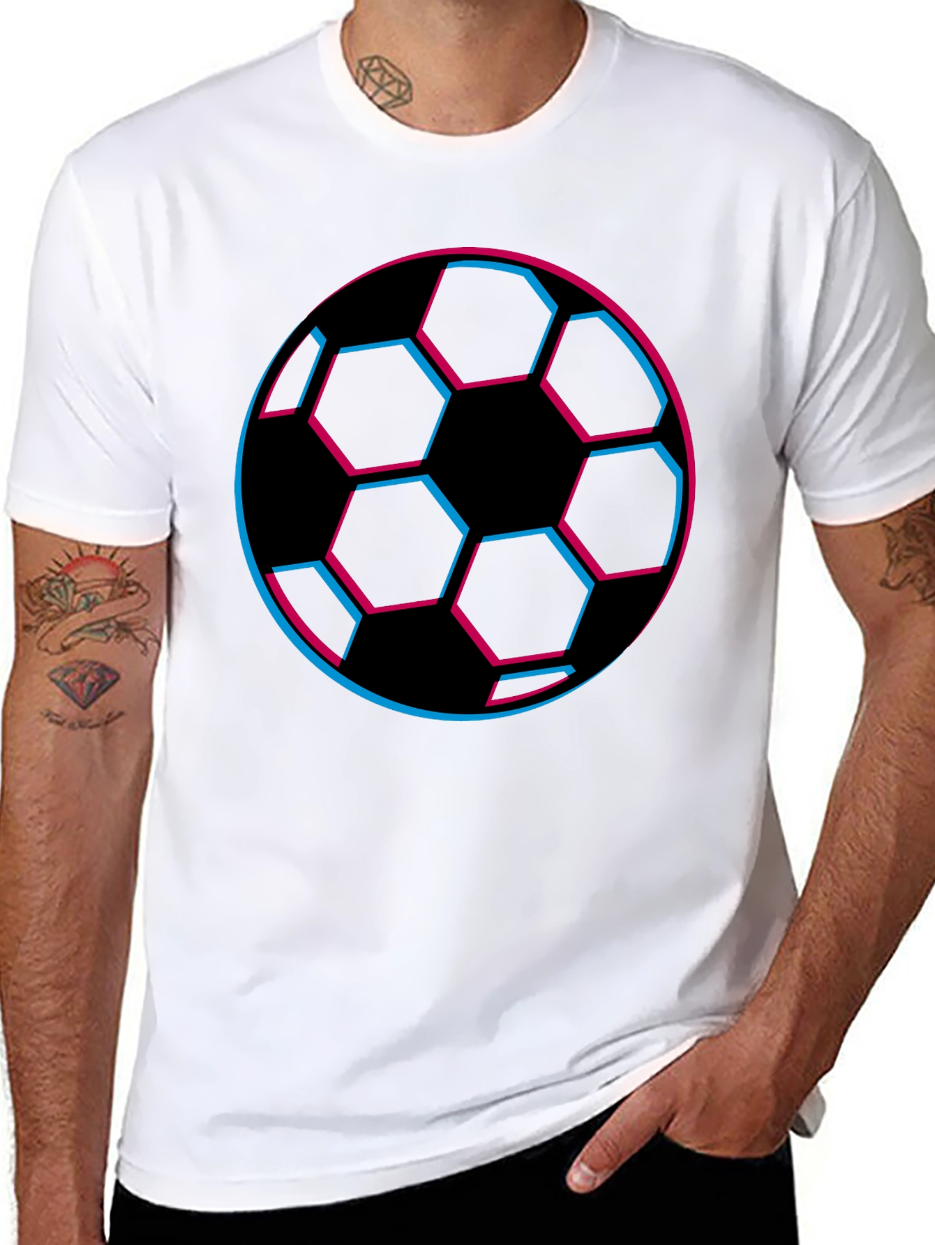 Futuristic Soccer Ball Graphic Tee - Black