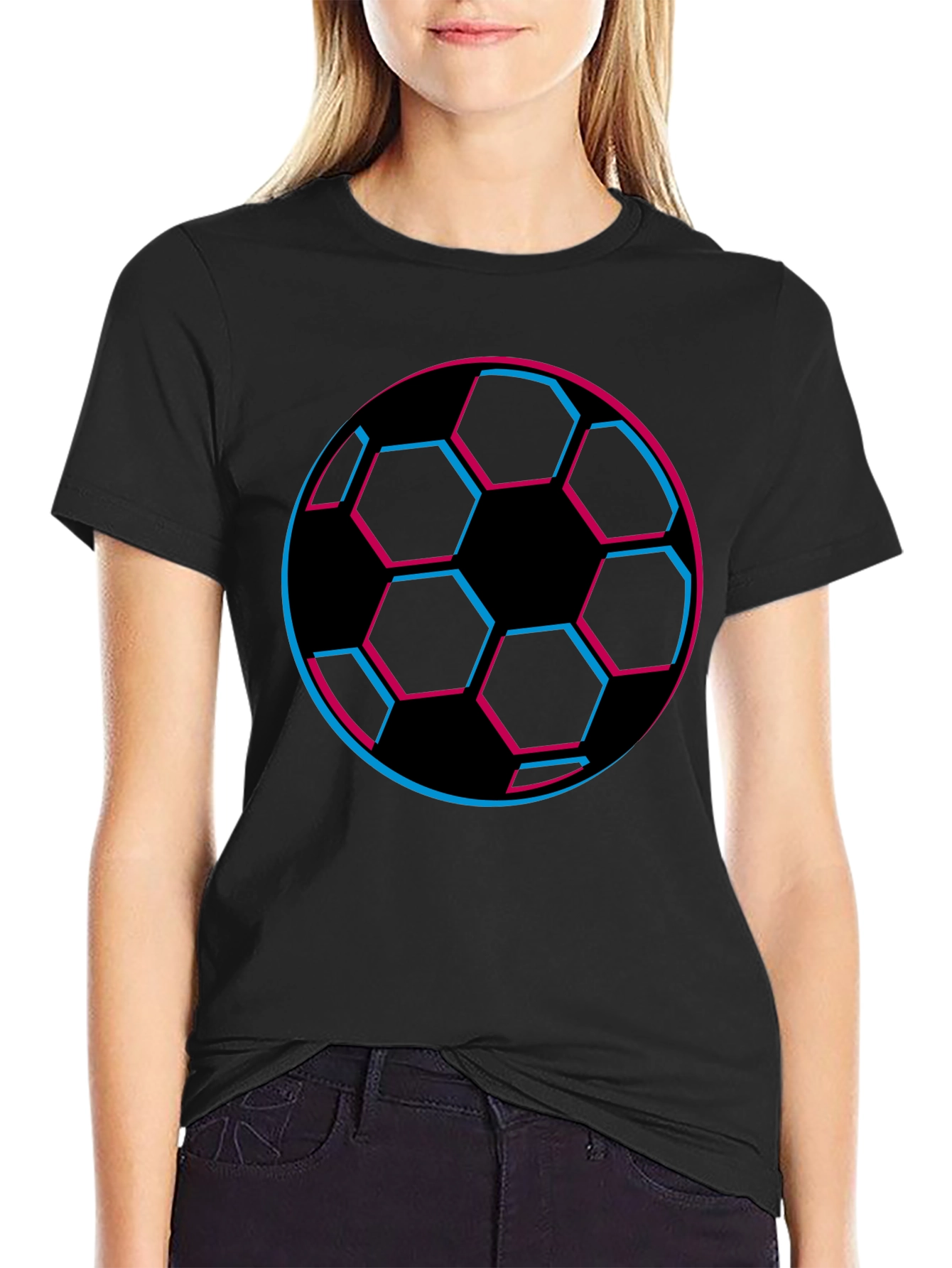 Futuristic Soccer Ball Graphic Tee - Black