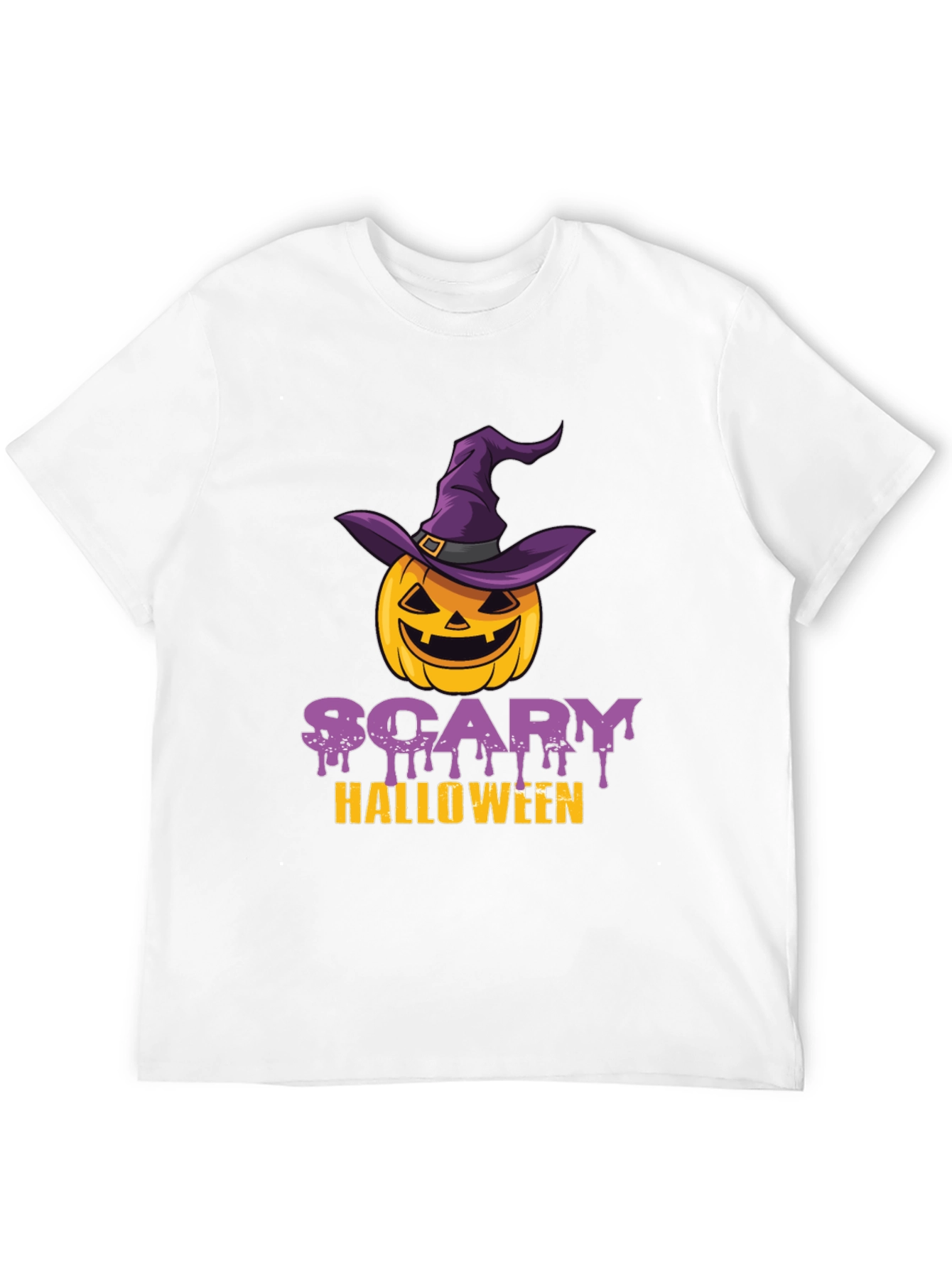 Scary Halloween Pumpkin Witch Hat T-Shirt