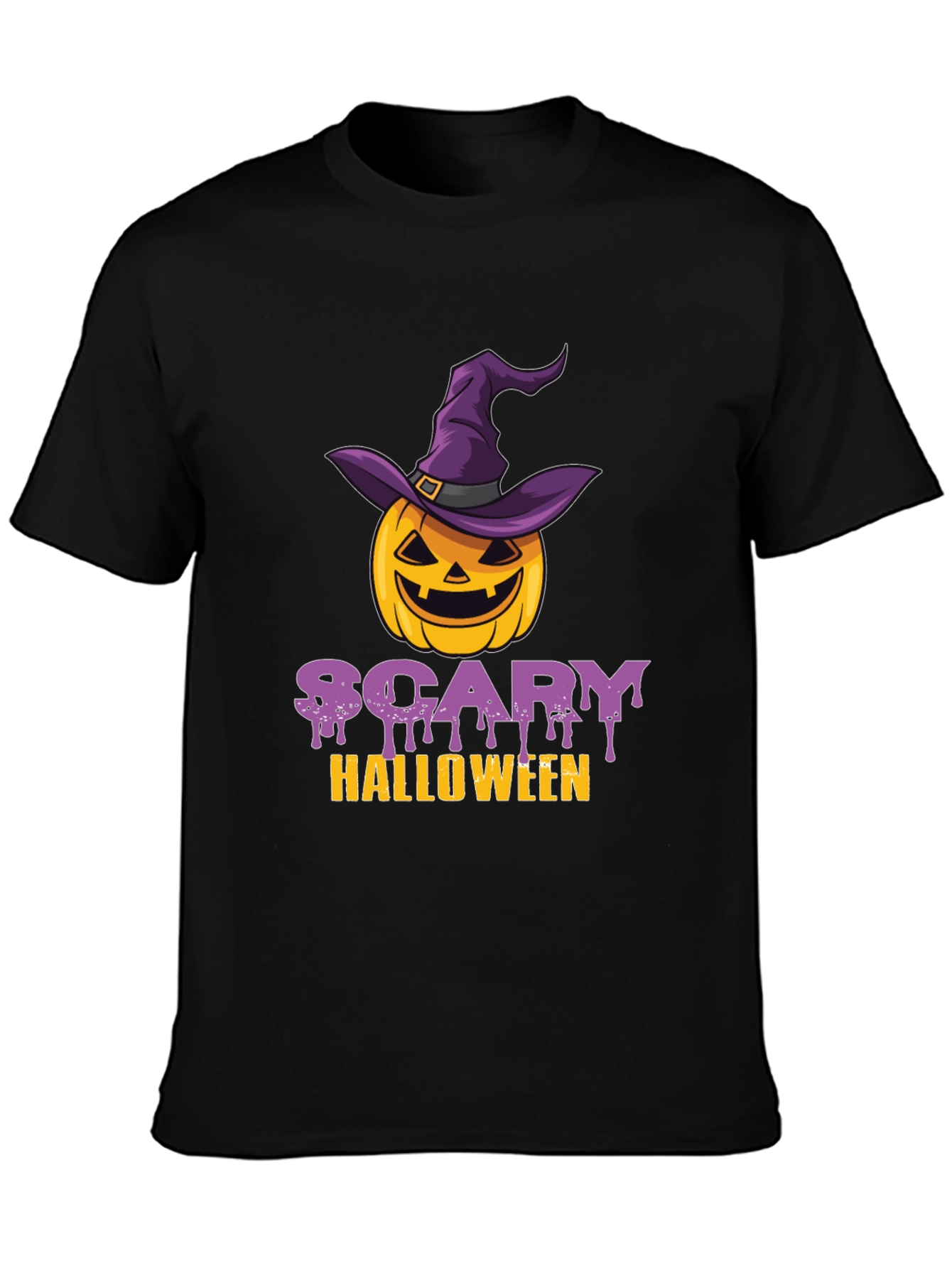 Scary Halloween Pumpkin Witch Hat T-Shirt