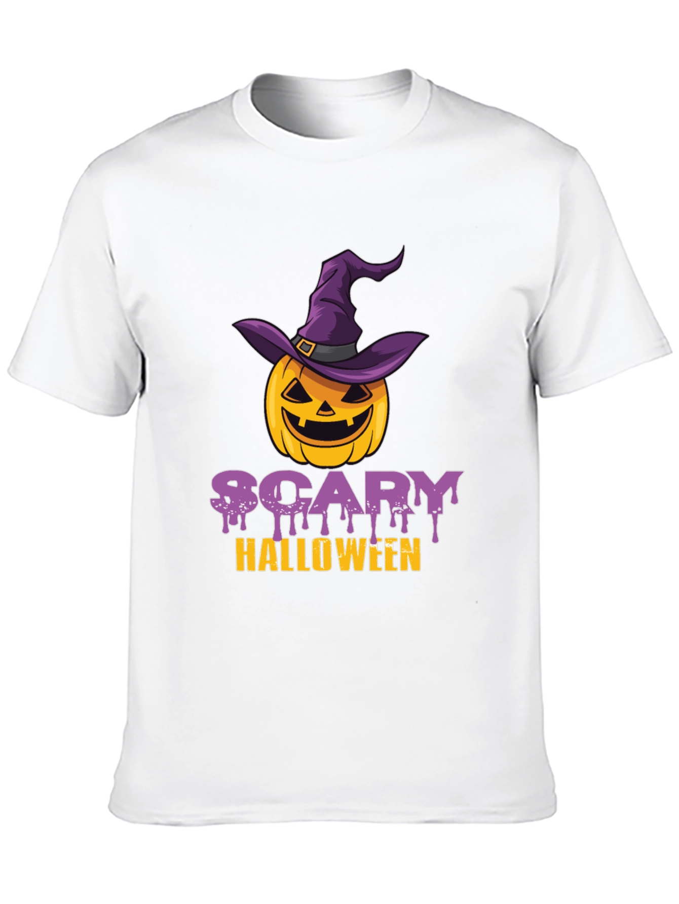 Scary Halloween Pumpkin Witch Hat T-Shirt