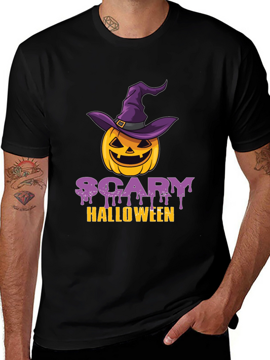 Scary Halloween Pumpkin Witch Hat T-Shirt