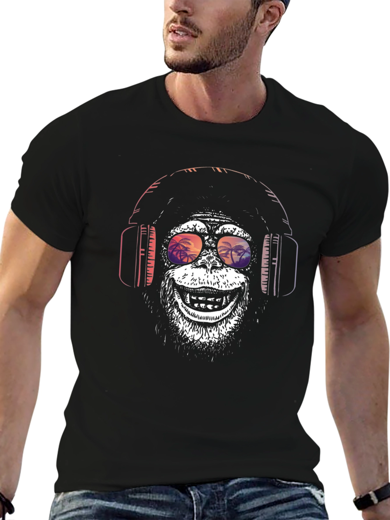 Monkey Headphones Graphic Tee