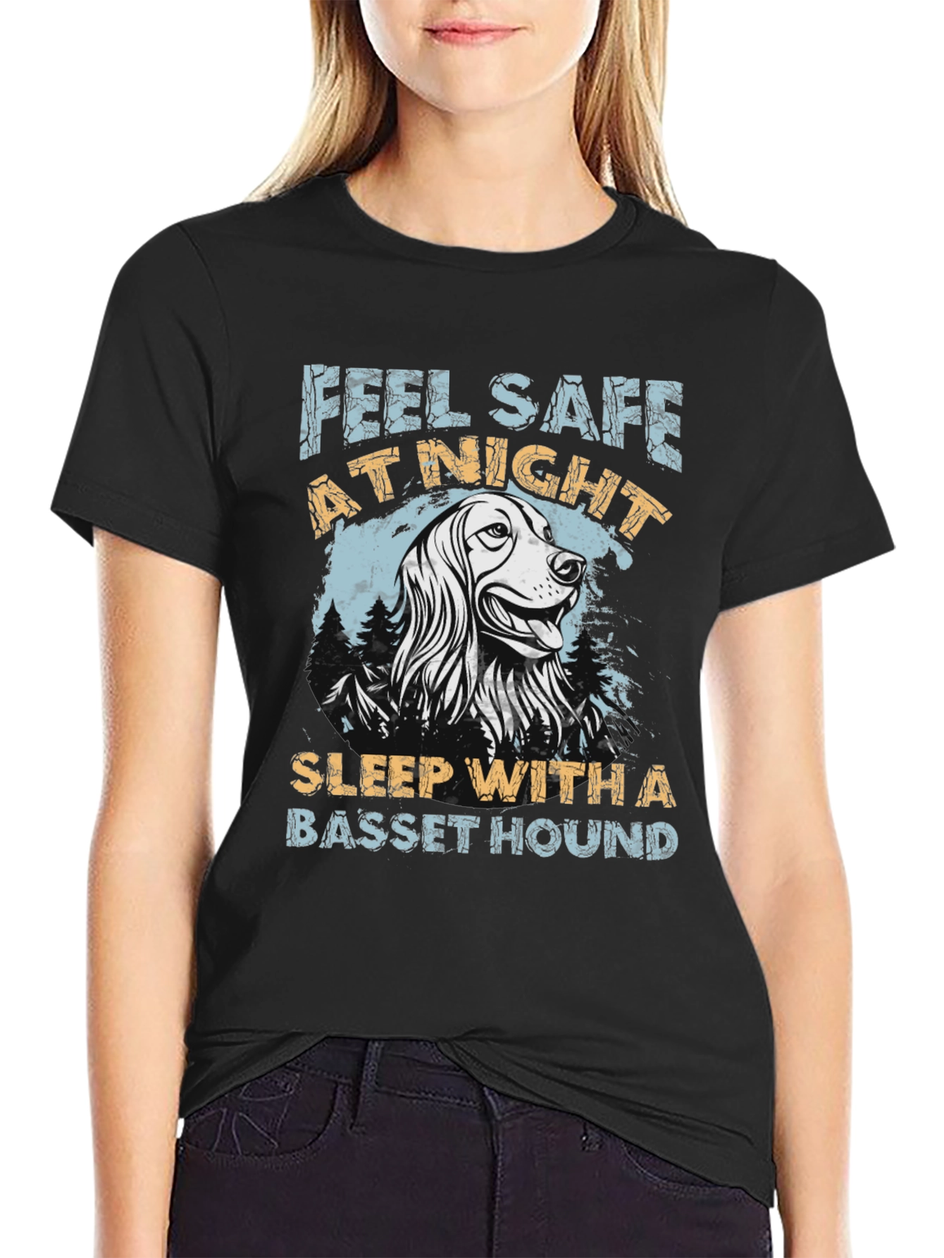 Feel Safe At Night Basset Hound T-Shirt
