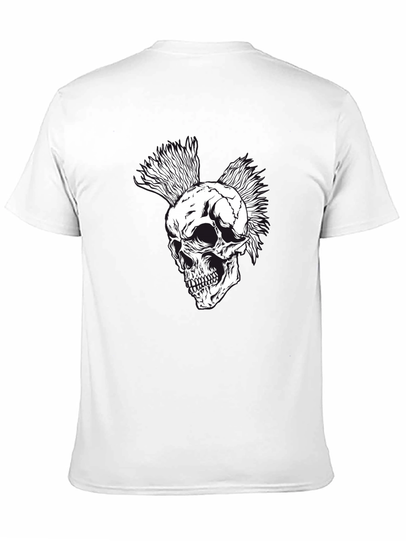 Punk Skull Graphic Tee - Black Cotton T-Shirt