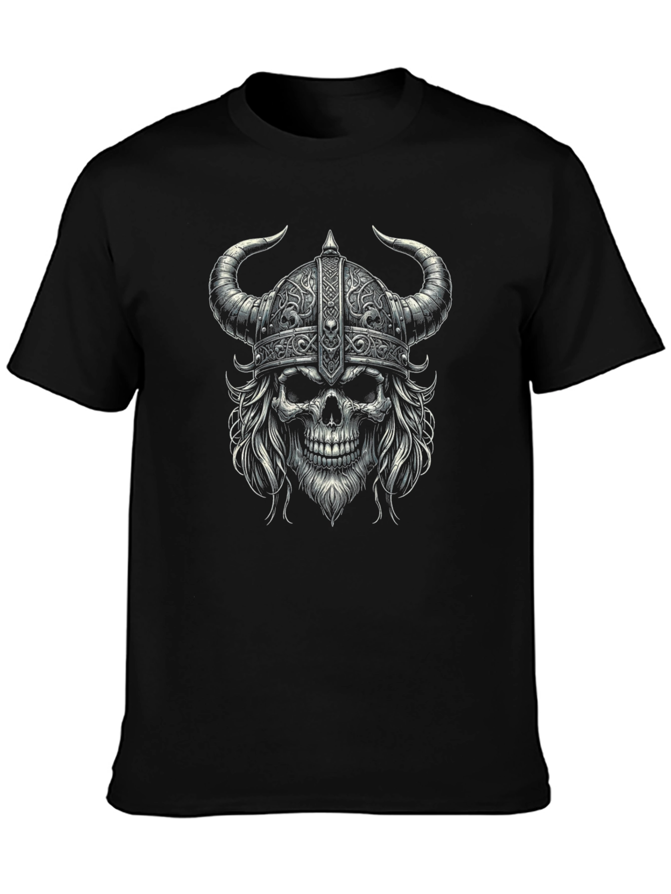 Viking Skull Graphic Tee - Black