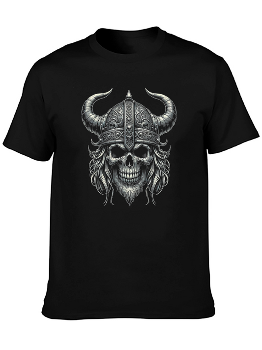Viking Skull Graphic Tee - Black