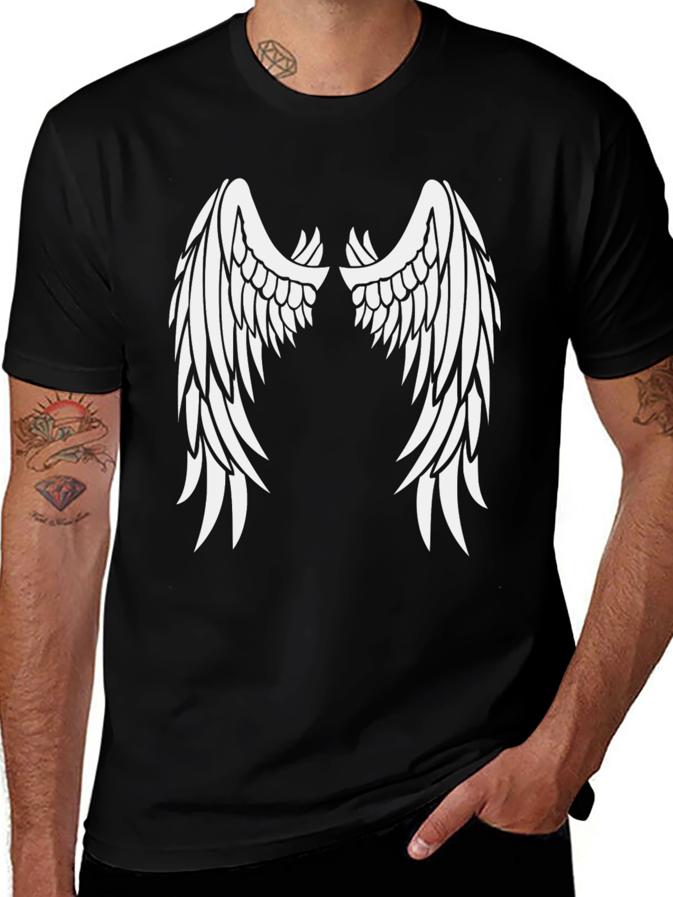 Angel Wing Graphic Tee - Black