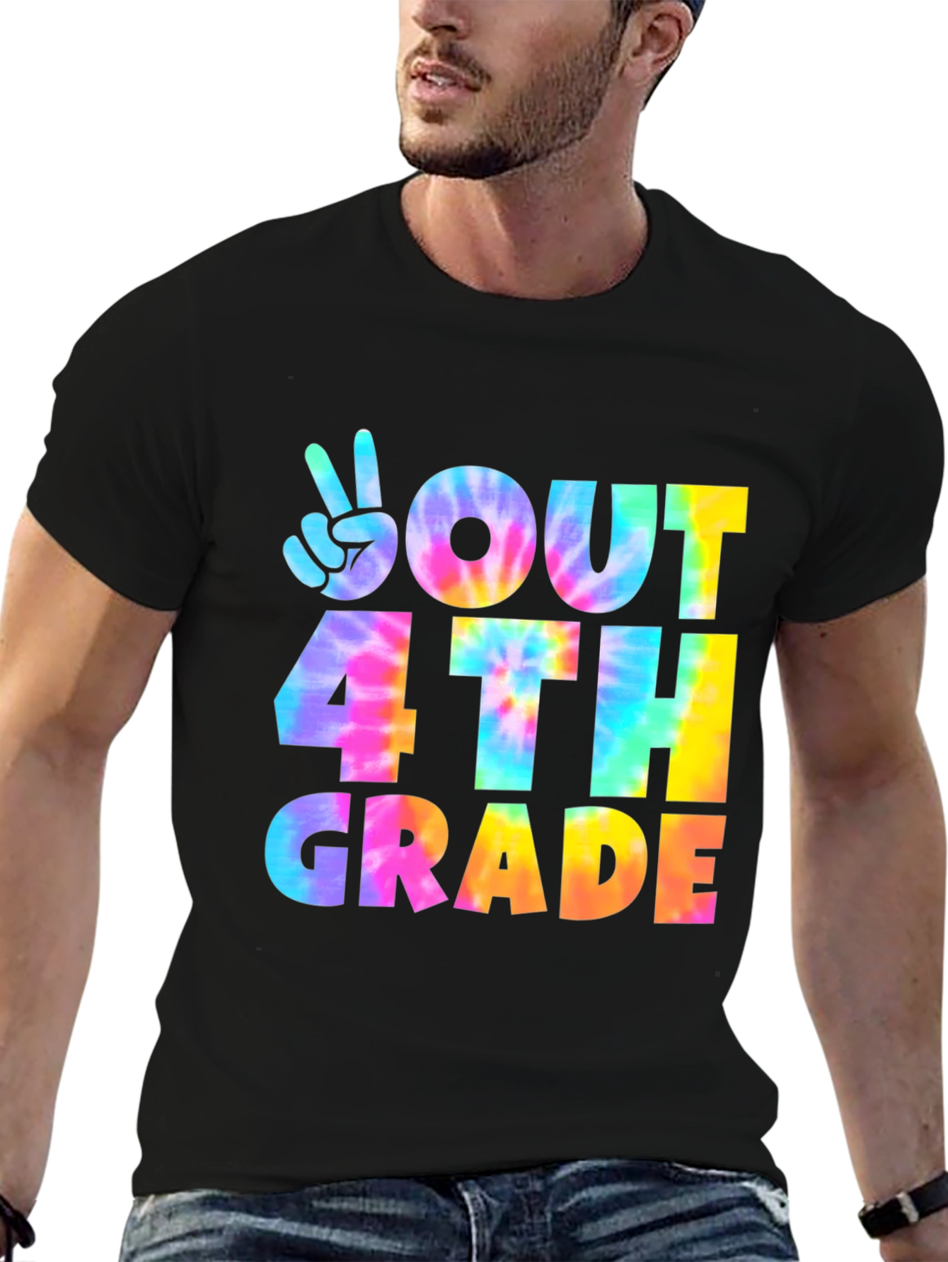 Out 4th Grade Tie-Dye Peace Sign T-Shirt