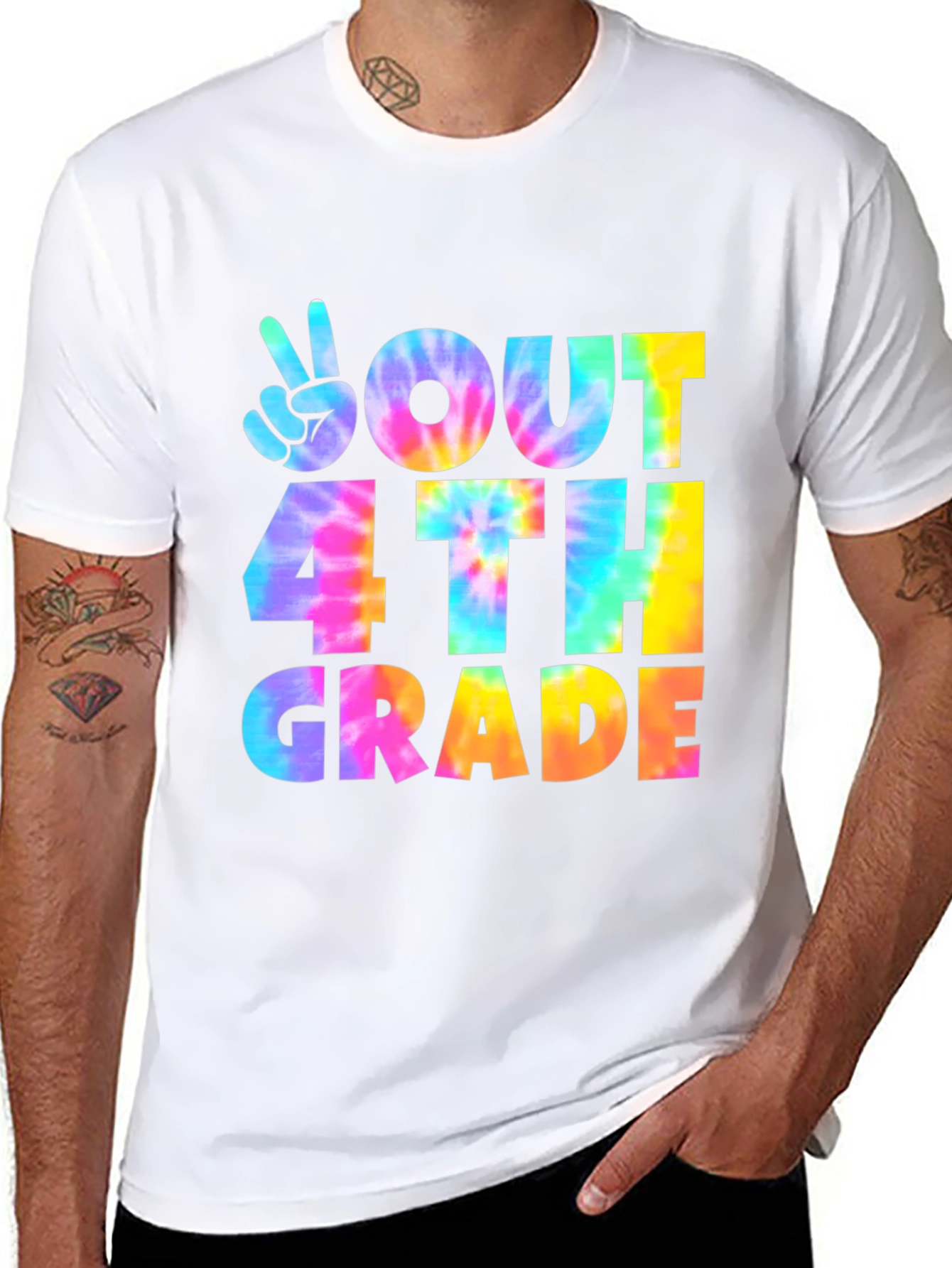 Out 4th Grade Tie-Dye Peace Sign T-Shirt