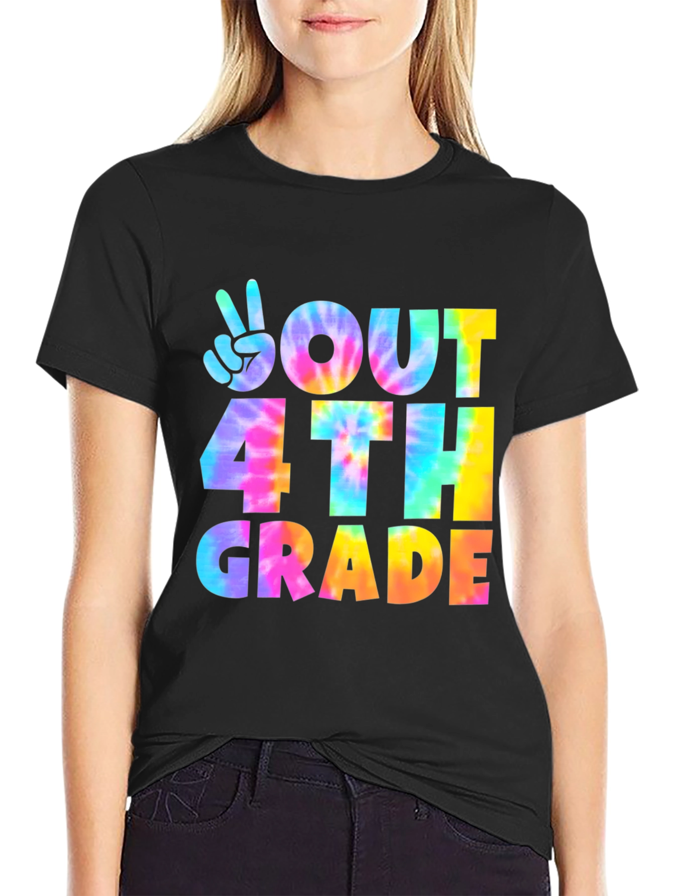 Out 4th Grade Tie-Dye Peace Sign T-Shirt