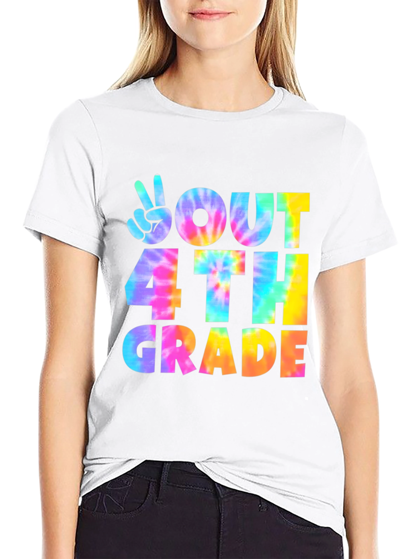 Out 4th Grade Tie-Dye Peace Sign T-Shirt