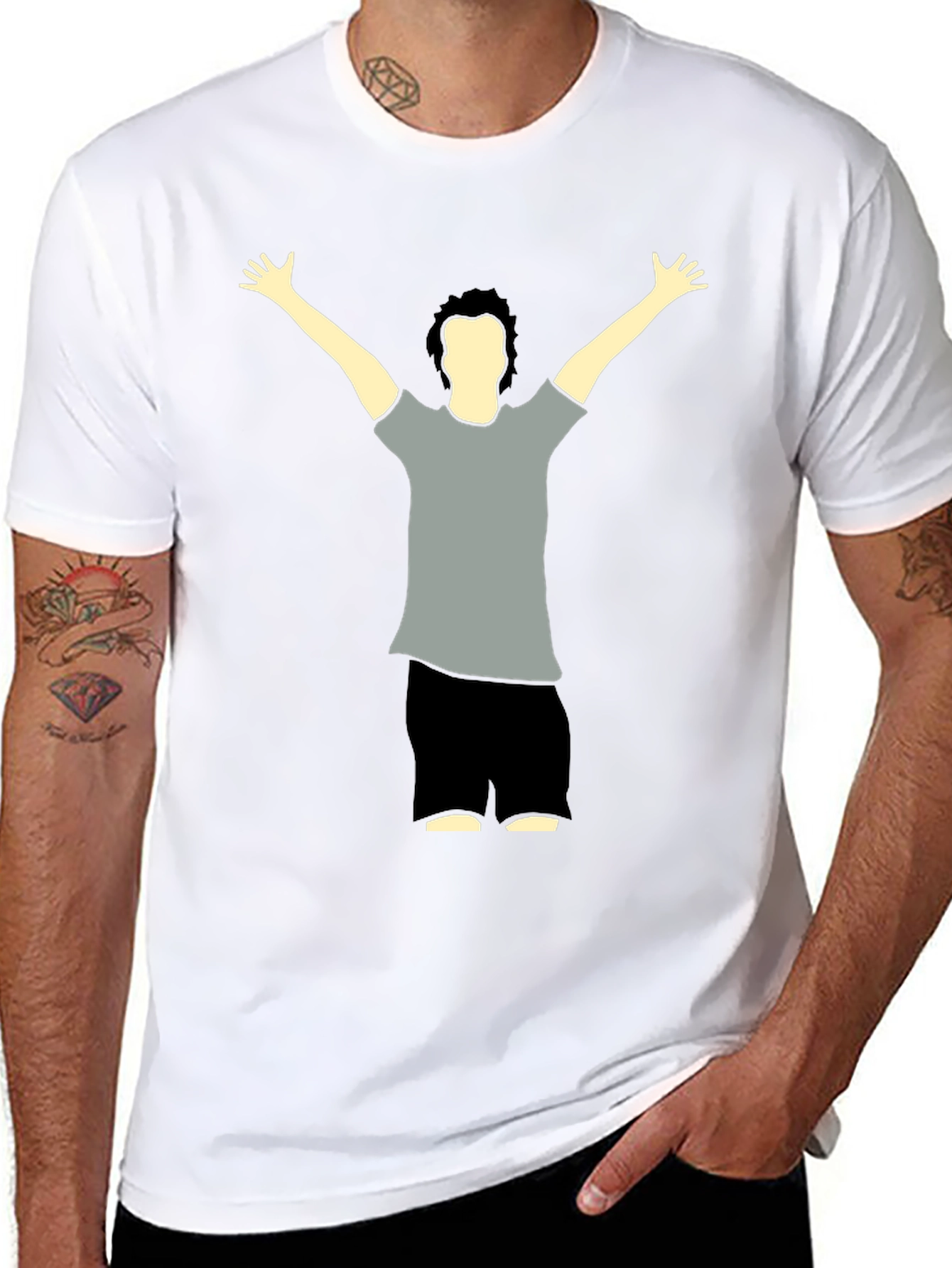 Graphic Tee - Man Raising Arms Design