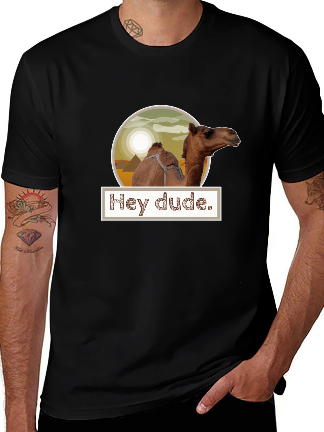 Hey Dude Camel Graphic Tee - Mens Black T-Shirt