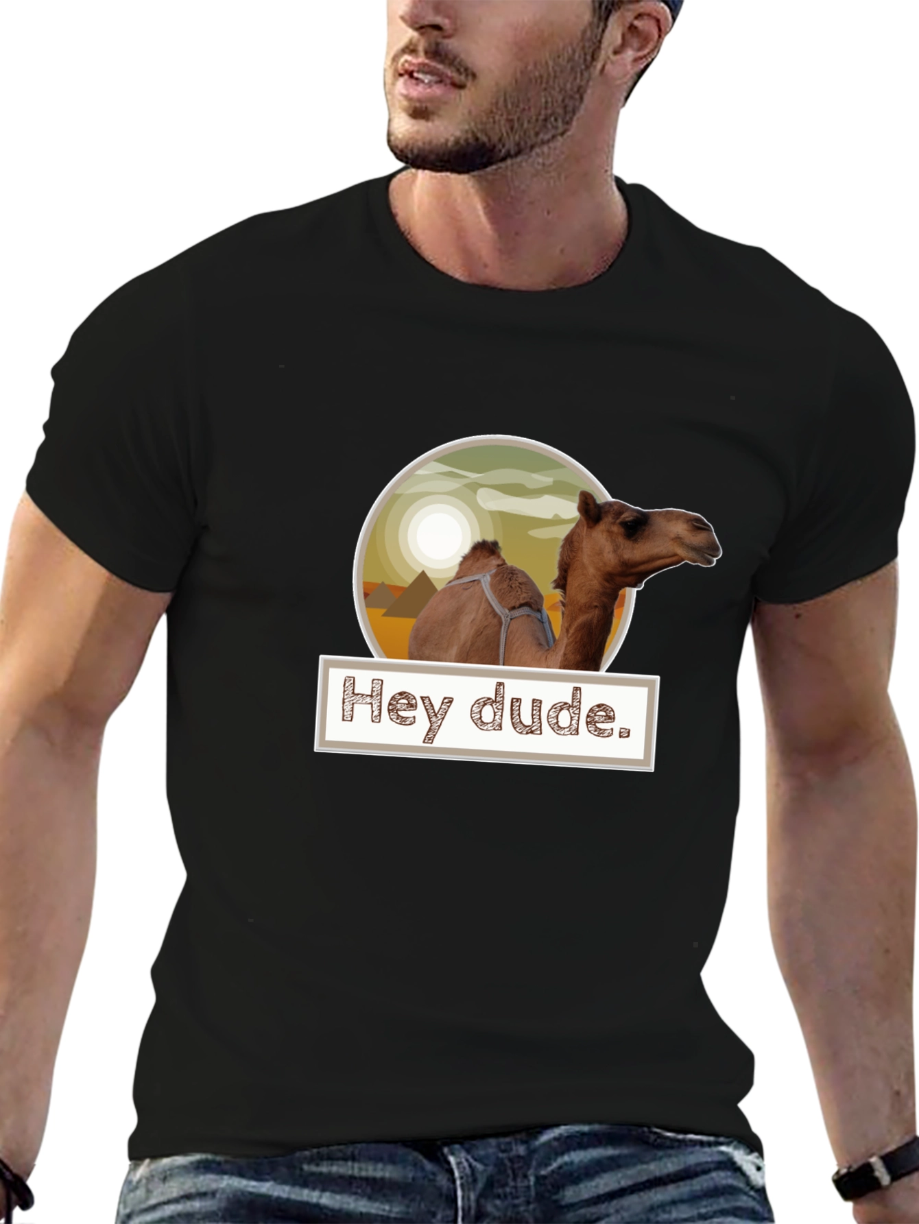 Hey Dude Camel Graphic Tee - Mens Black T-Shirt