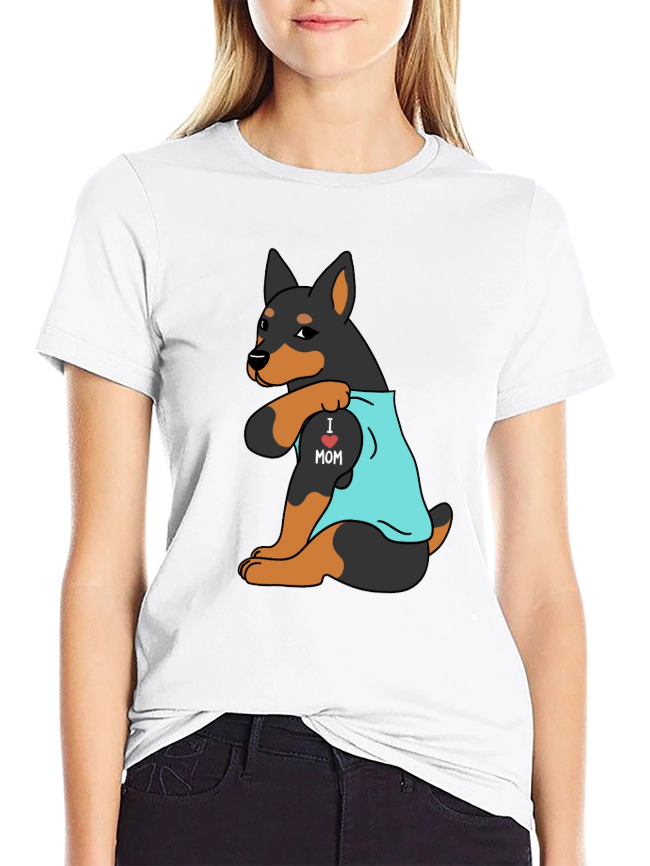 I Love Mom Rottweiler Mens Graphic Tee