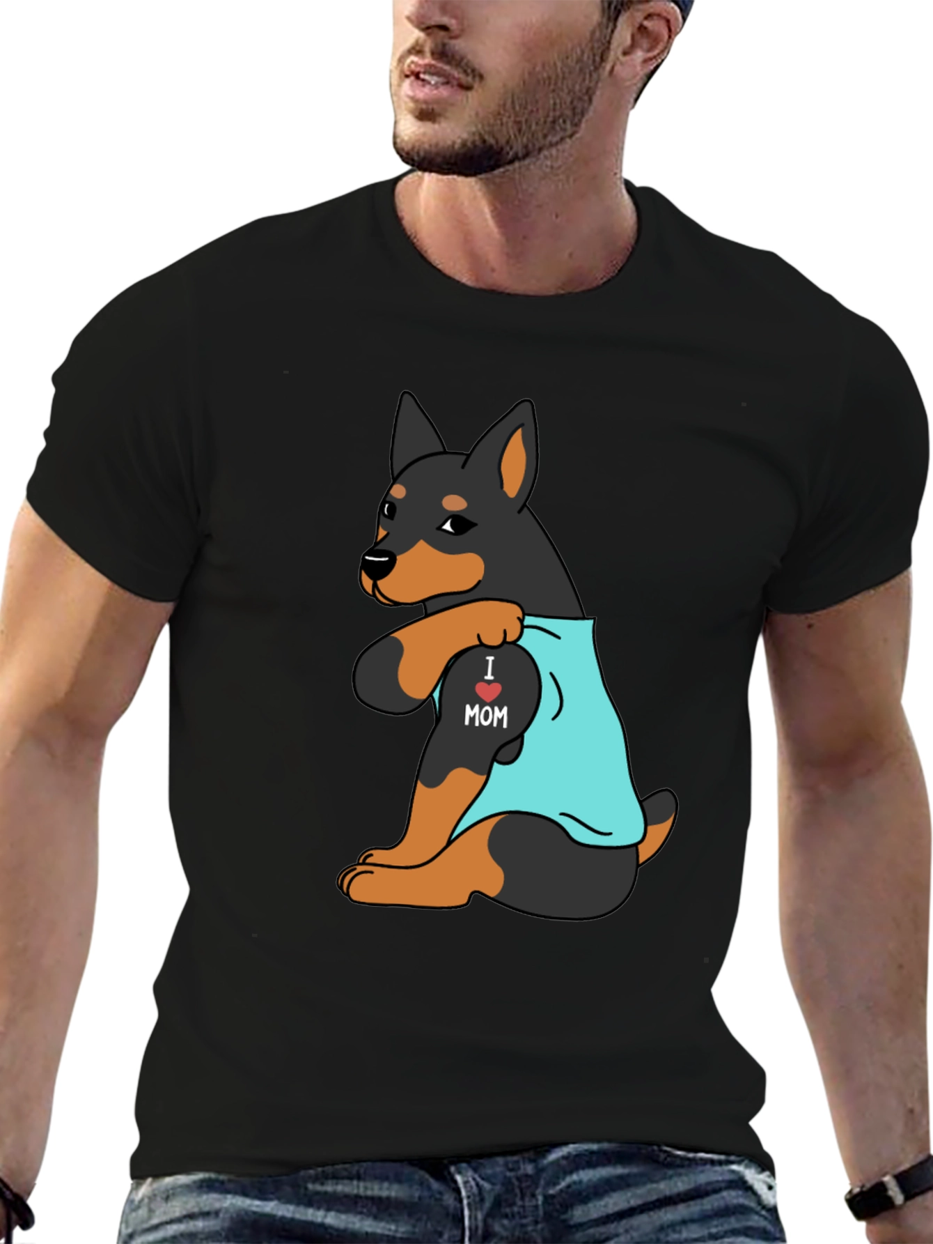 I Love Mom Rottweiler Mens Graphic Tee