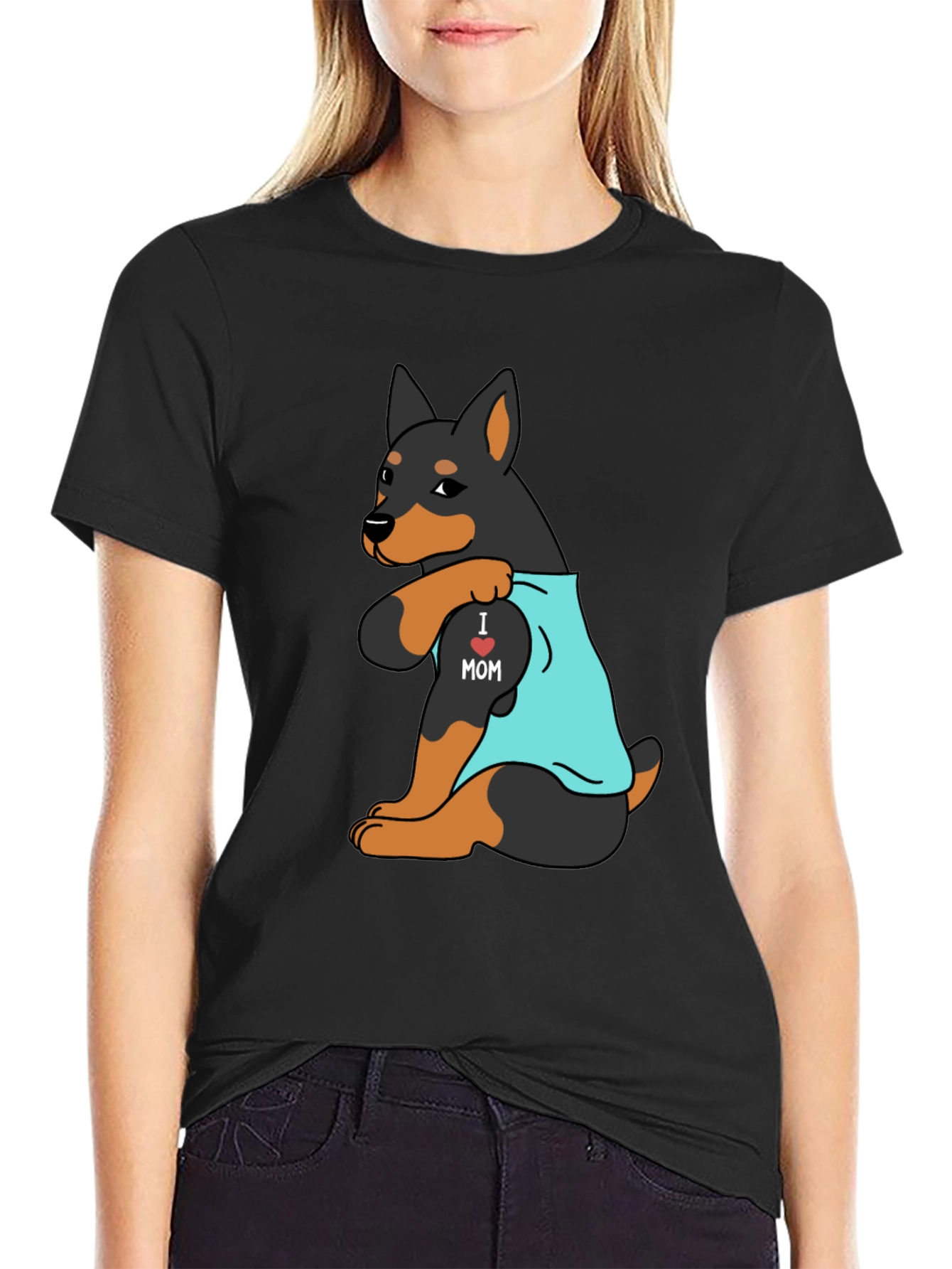I Love Mom Rottweiler Mens Graphic Tee