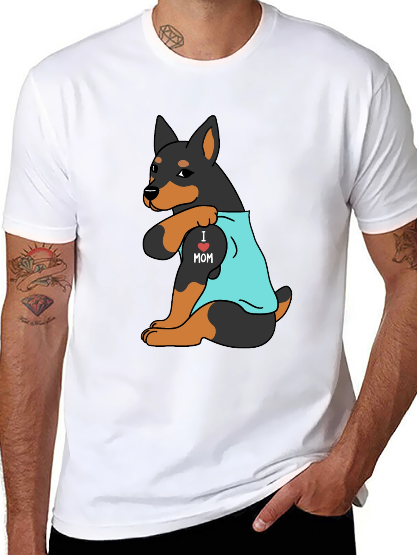 I Love Mom Rottweiler Mens Graphic Tee