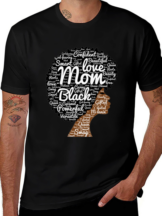 Black Mom T-Shirt - Afro Word Art