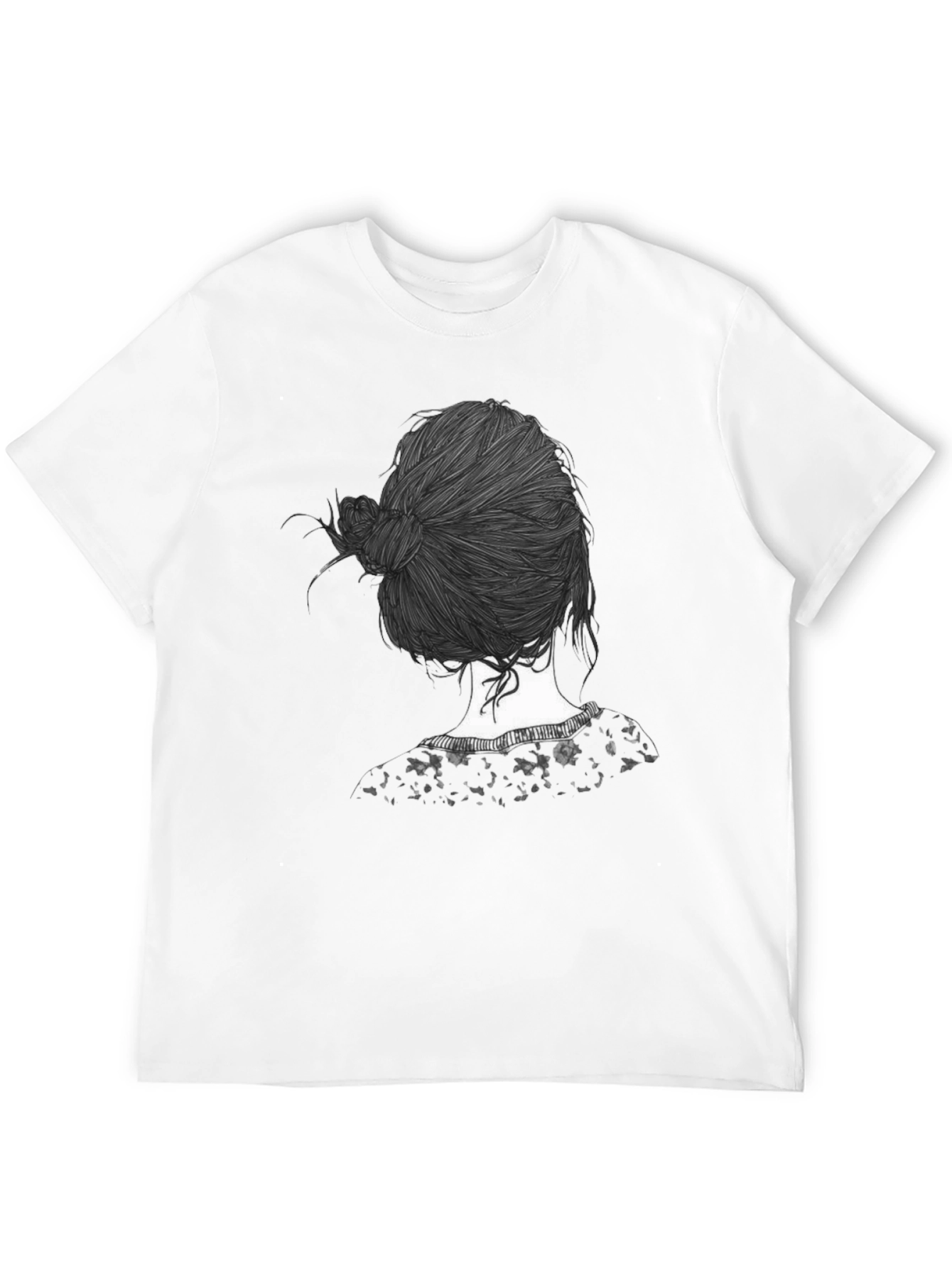Stylish Black T-Shirt with Unique Hair Design