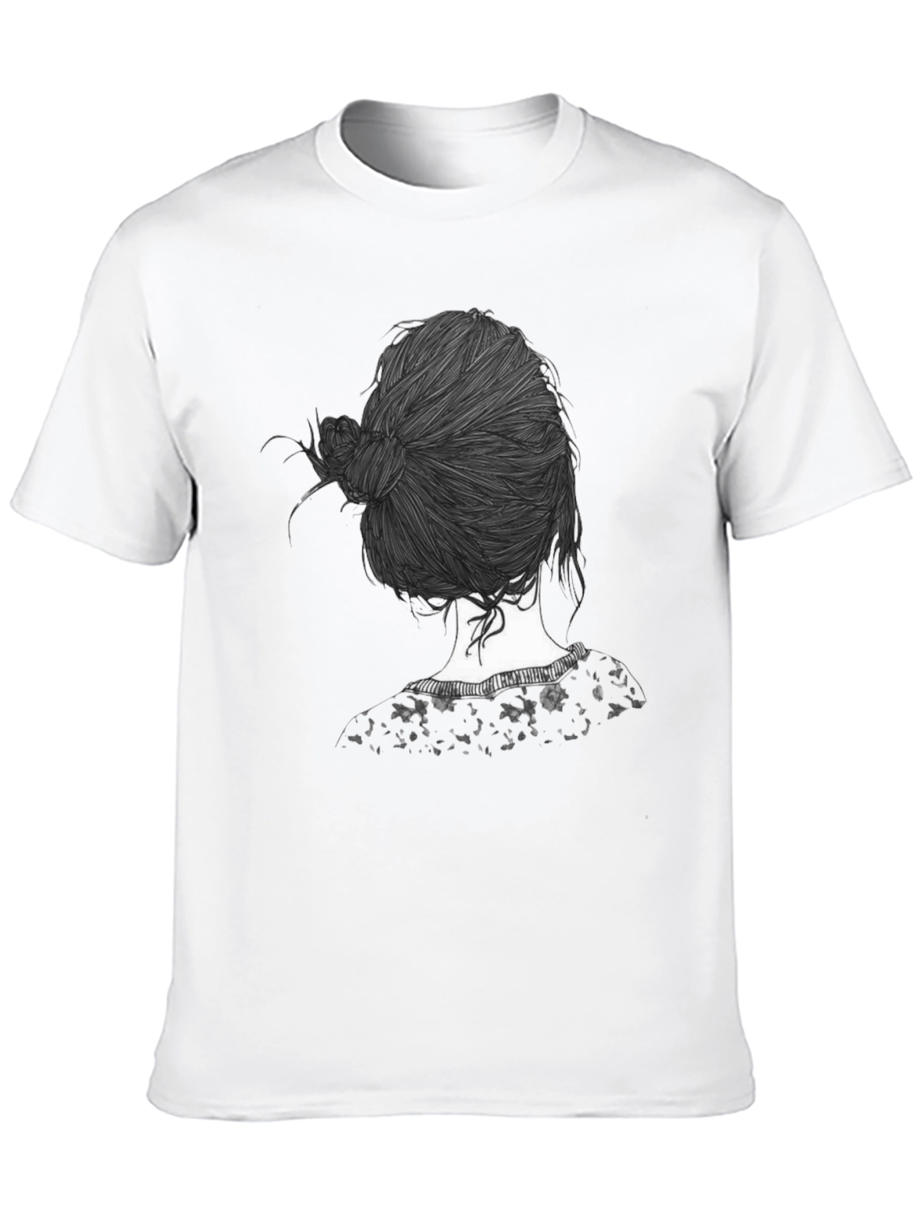 Stylish Black T-Shirt with Unique Hair Design