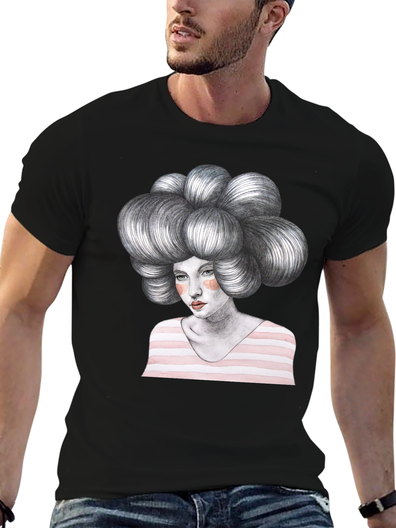 Artistic Woman Graphic Tee - Unique Design T-Shirt