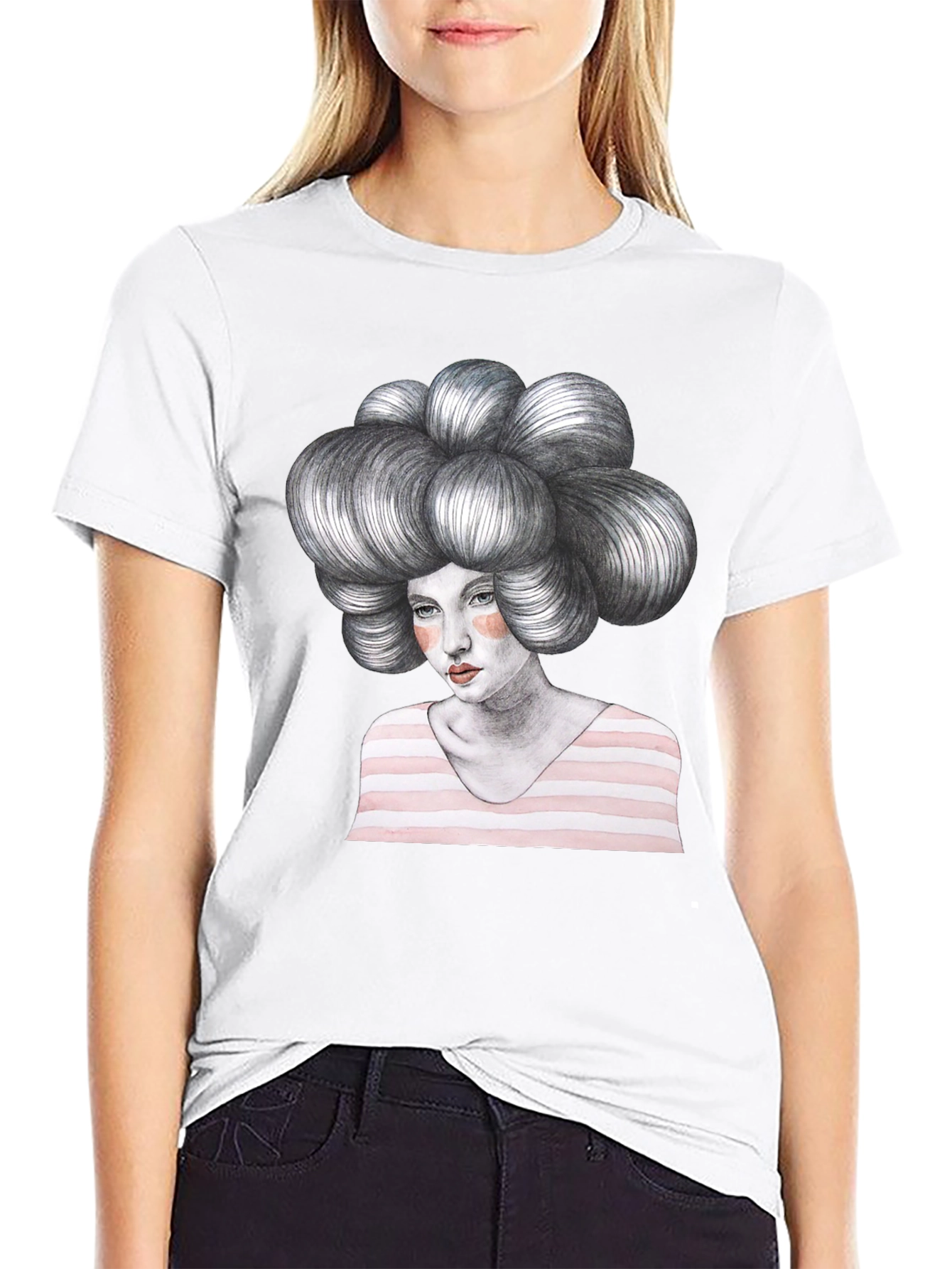 Artistic Woman Graphic Tee - Unique Design T-Shirt