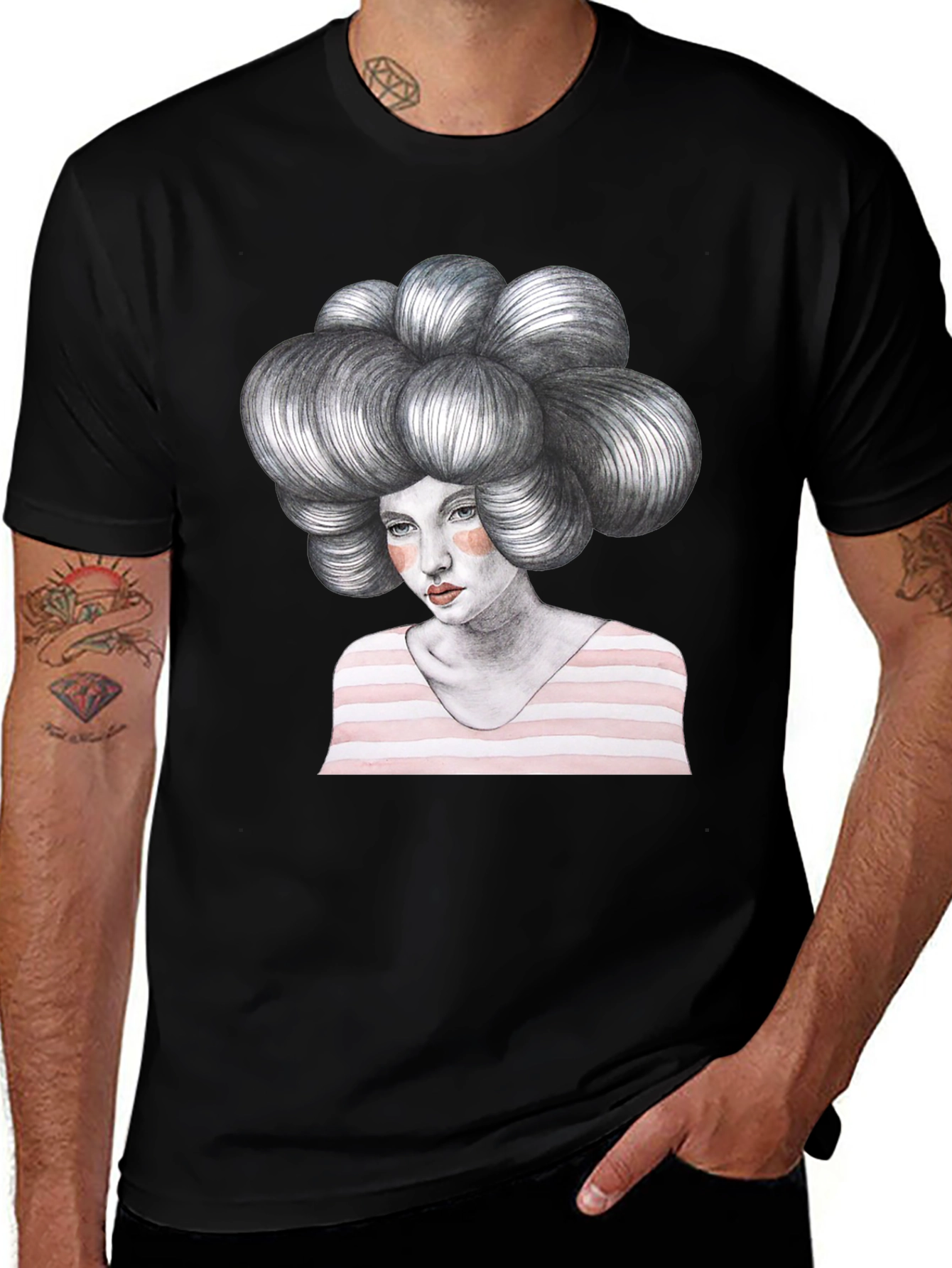 Artistic Woman Graphic Tee - Unique Design T-Shirt
