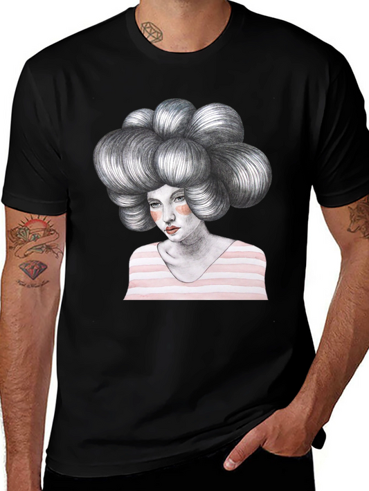 Artistic Woman Graphic Tee - Unique Design T-Shirt
