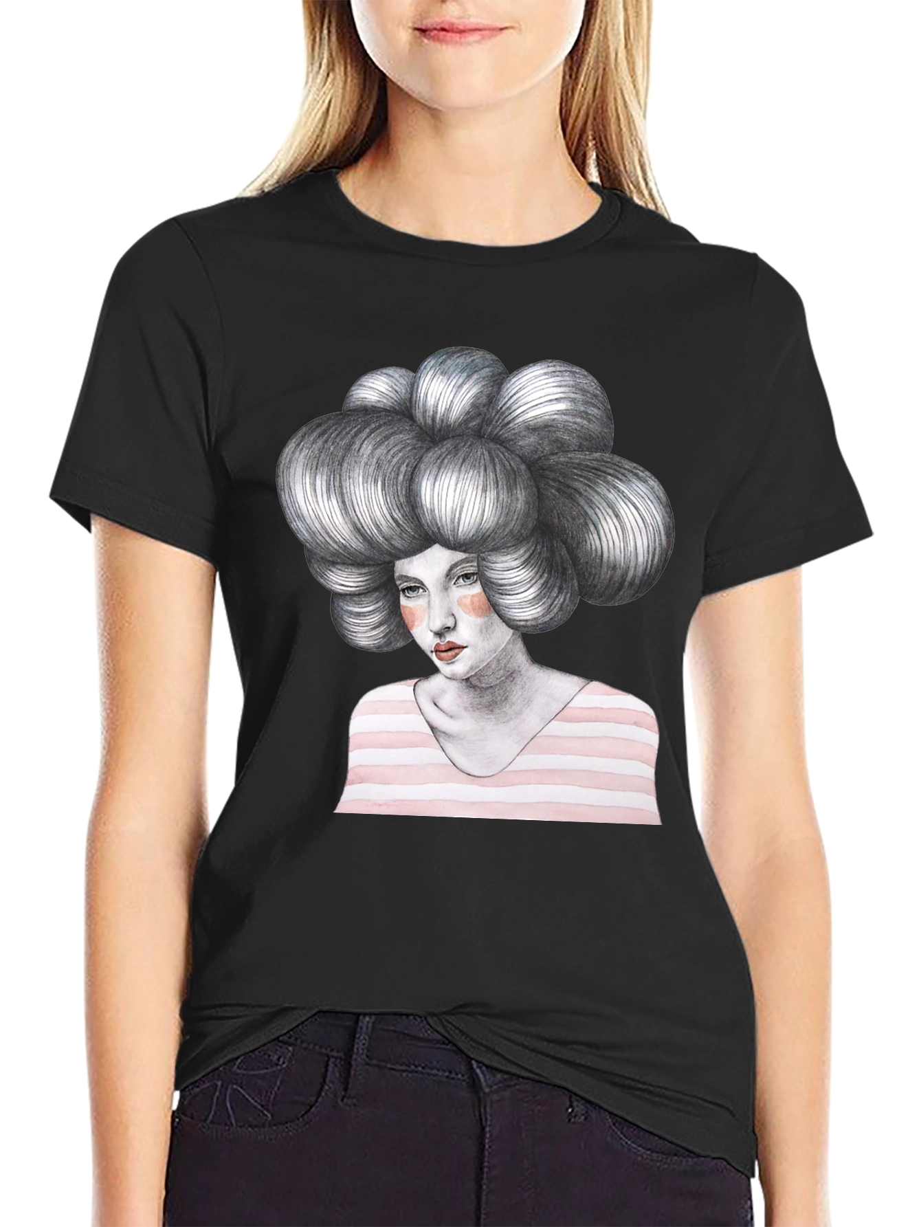 Artistic Woman Graphic Tee - Unique Design T-Shirt