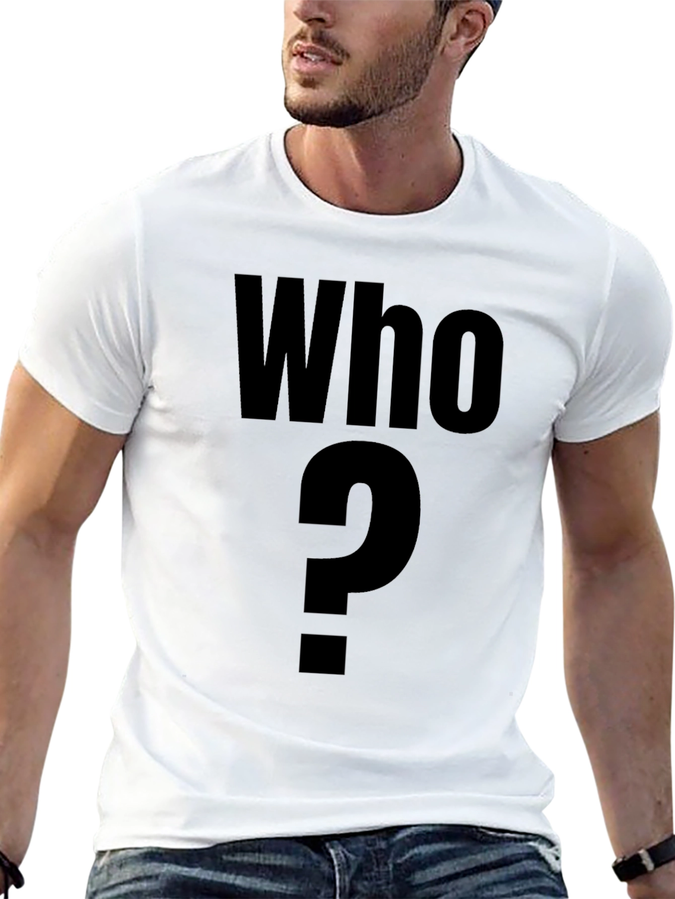 Who? Graphic T-Shirt - Mens Black Crew Neck Tee